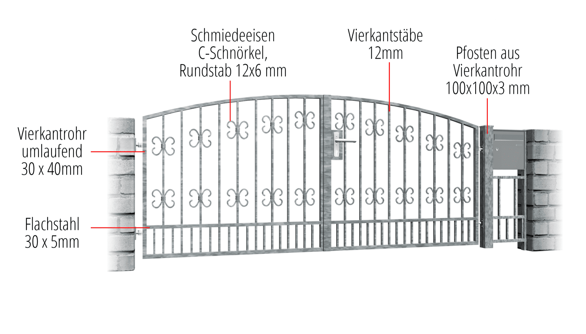 Tuinpoort verzinkt 2-vleugelig Barok, OB, BK