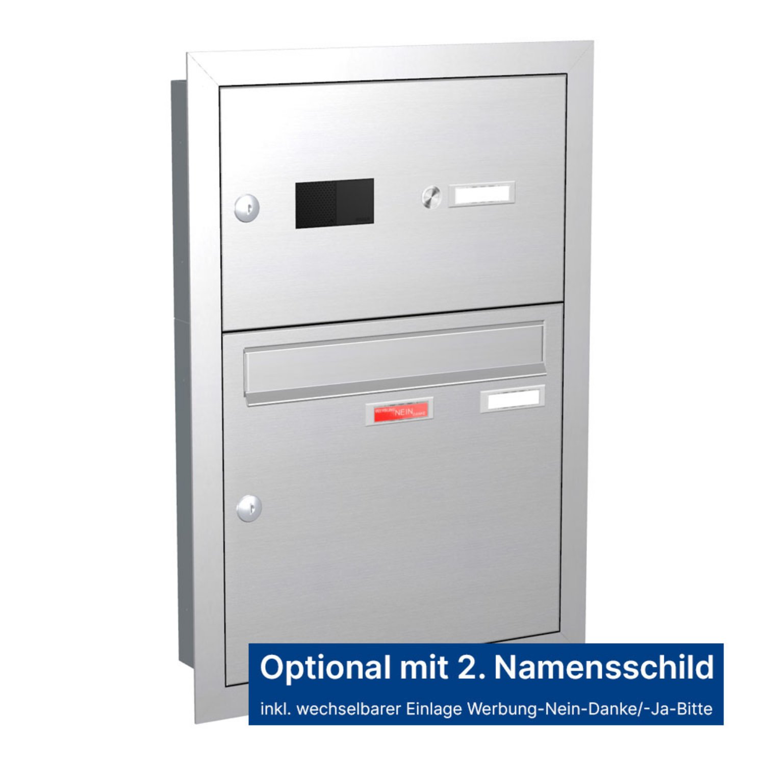 Briefkastenanlage | Unterputz | 1-fach | Senkrecht | Audio | Video | Edelstahl