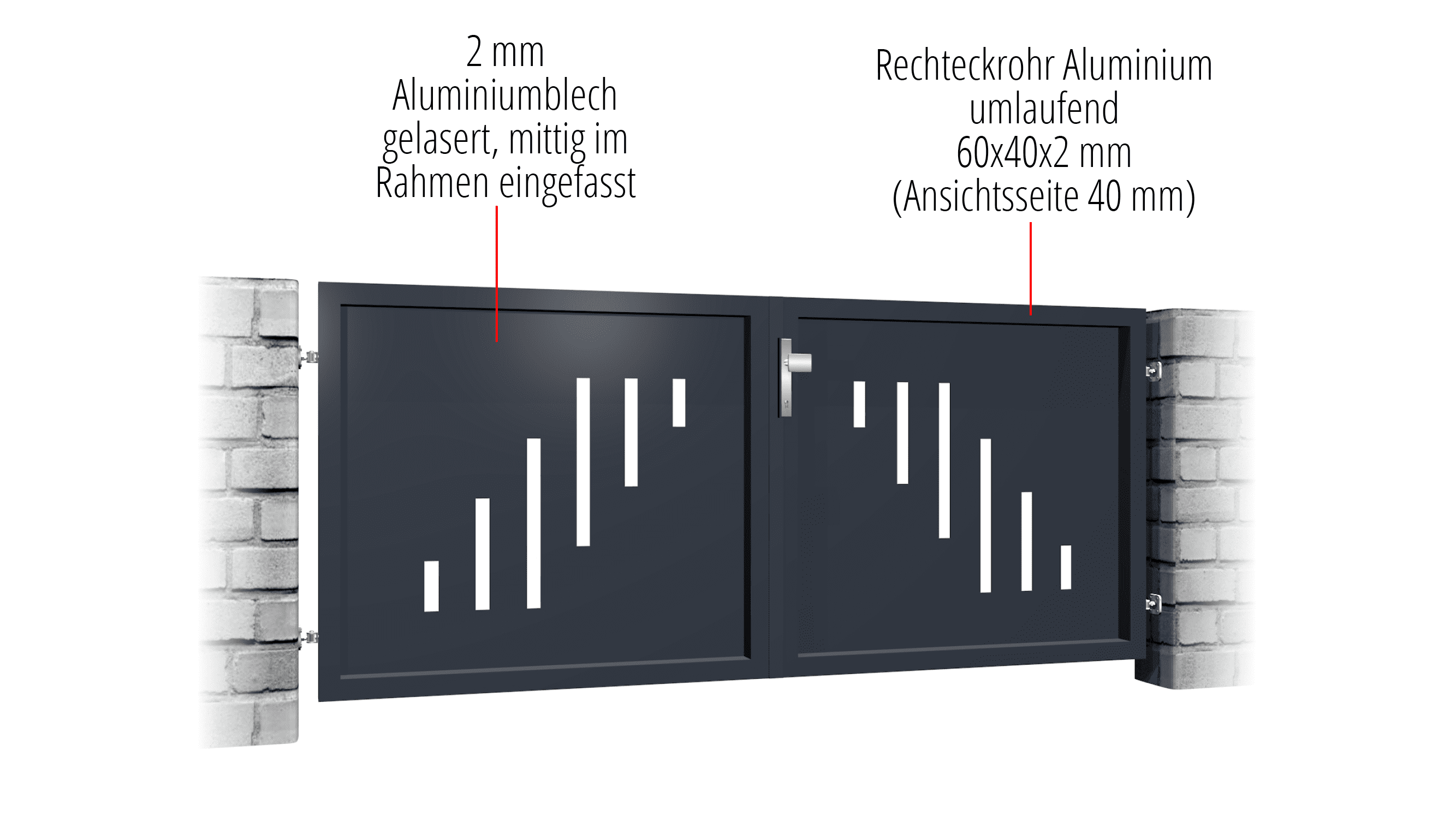 Tuinpoort aluminium 2-vleugelig privacyscherm SG, GE