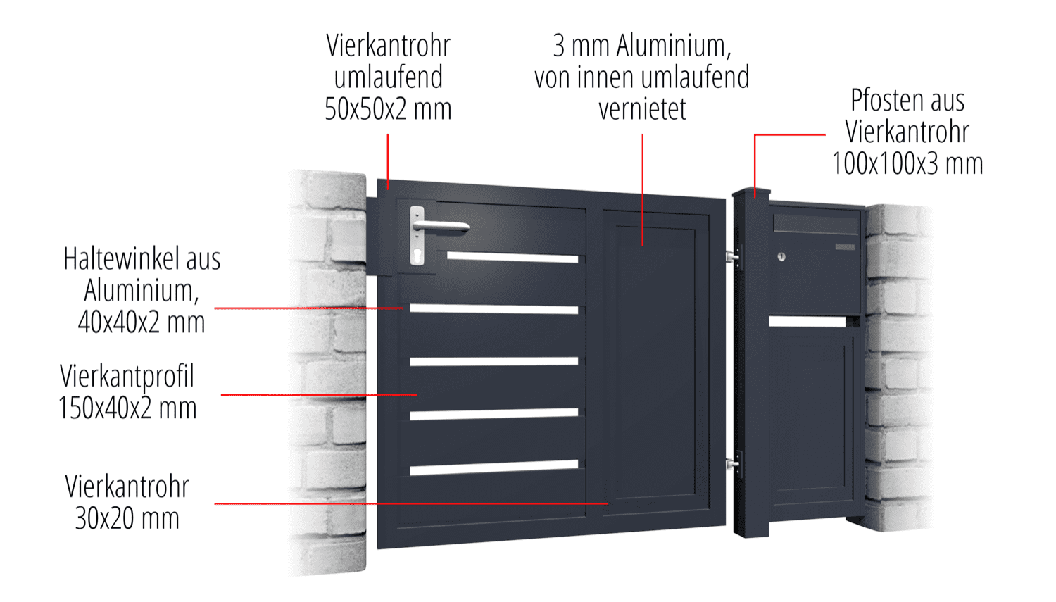 Tuindeur aluminium 1-vleugelig privacyscherm KSB, GE, BK