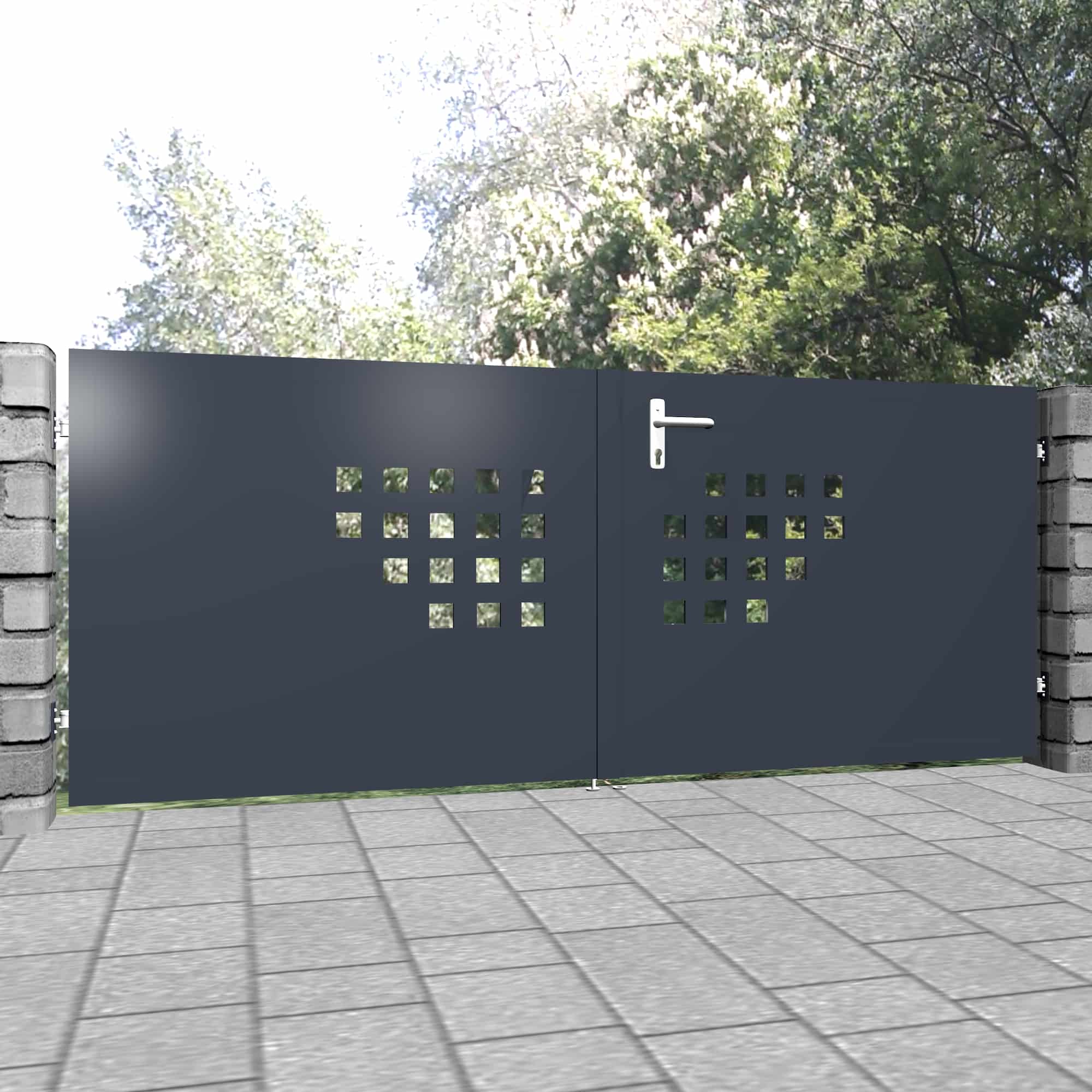 Tuinpoort aluminium 2-vleugelig privacyscherm QLH, GE