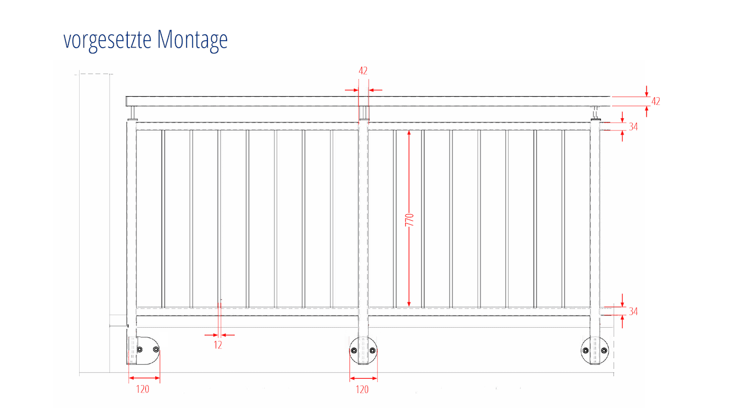 Balkonhek roestvrij staal standaard