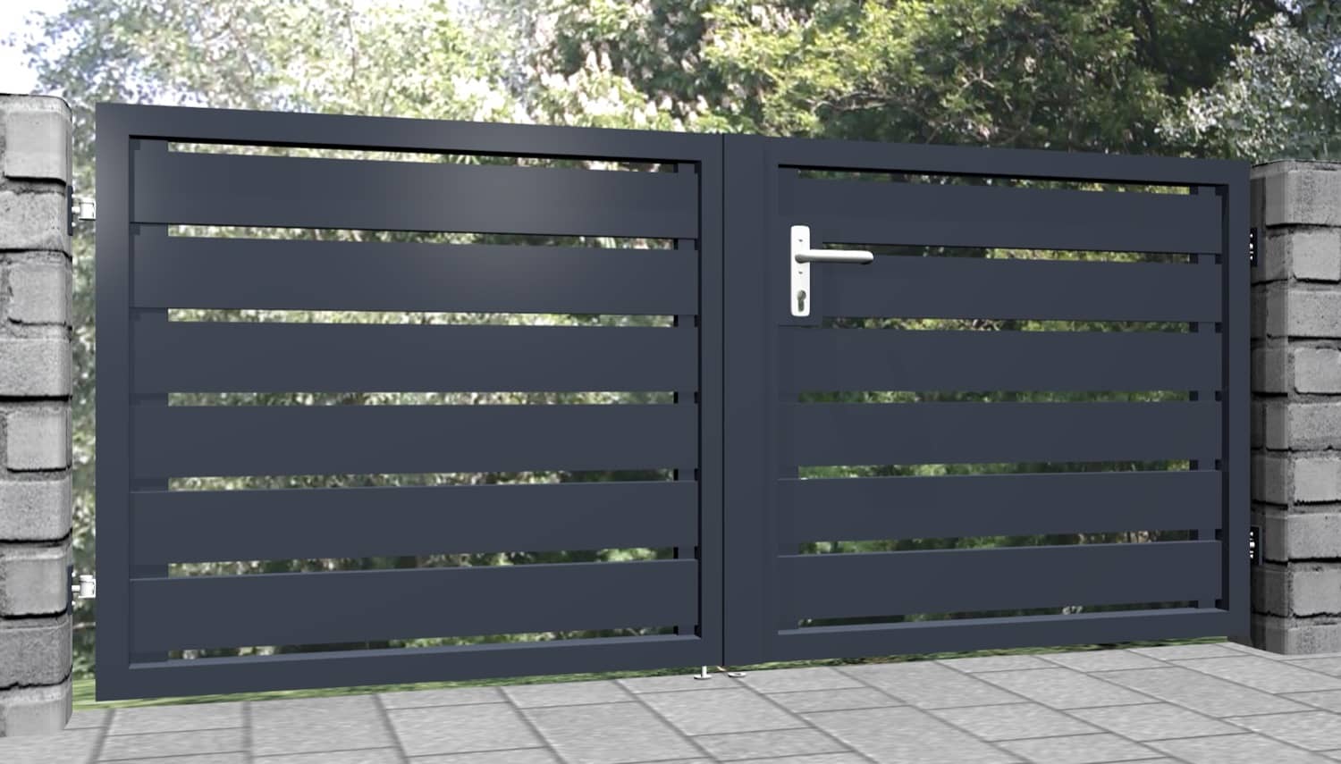 Tuinpoort aluminium 2-vleugelig privacyscherm, GE