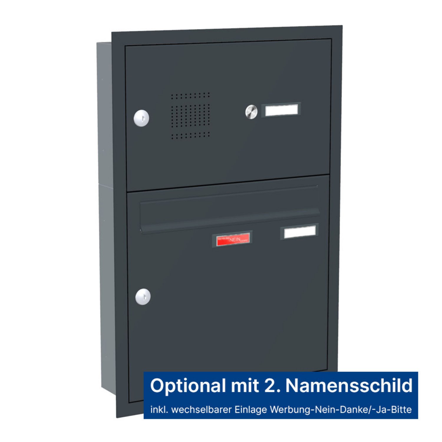 Briefkastenanlage | Unterputz | 1-fach | Senkrecht | Audio | Video | Farbe