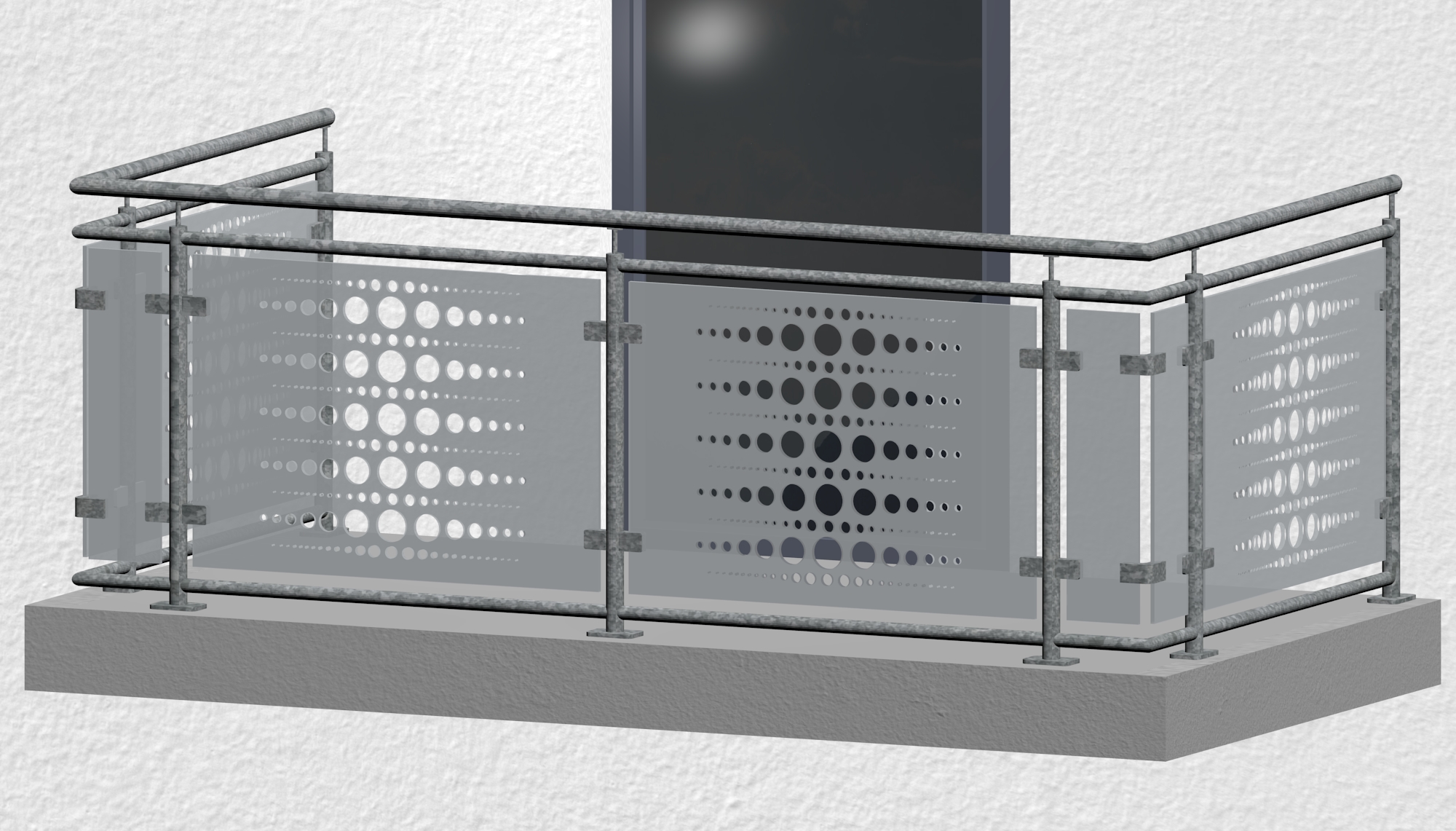 Balkonhek verzinkt Designglas PE 2