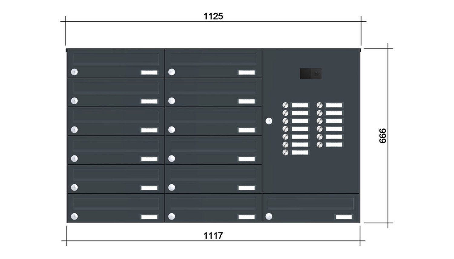 Briefkastenanlage | Aufputz | 13-fach | Waagerecht | Audio | Video | Farbe
