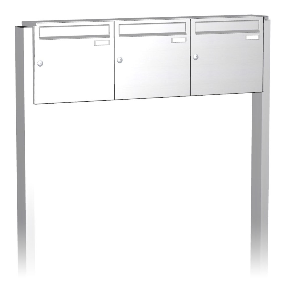 Briefkastenanlage | Freistehend | 3-fach | Senkrecht | Edelstahl