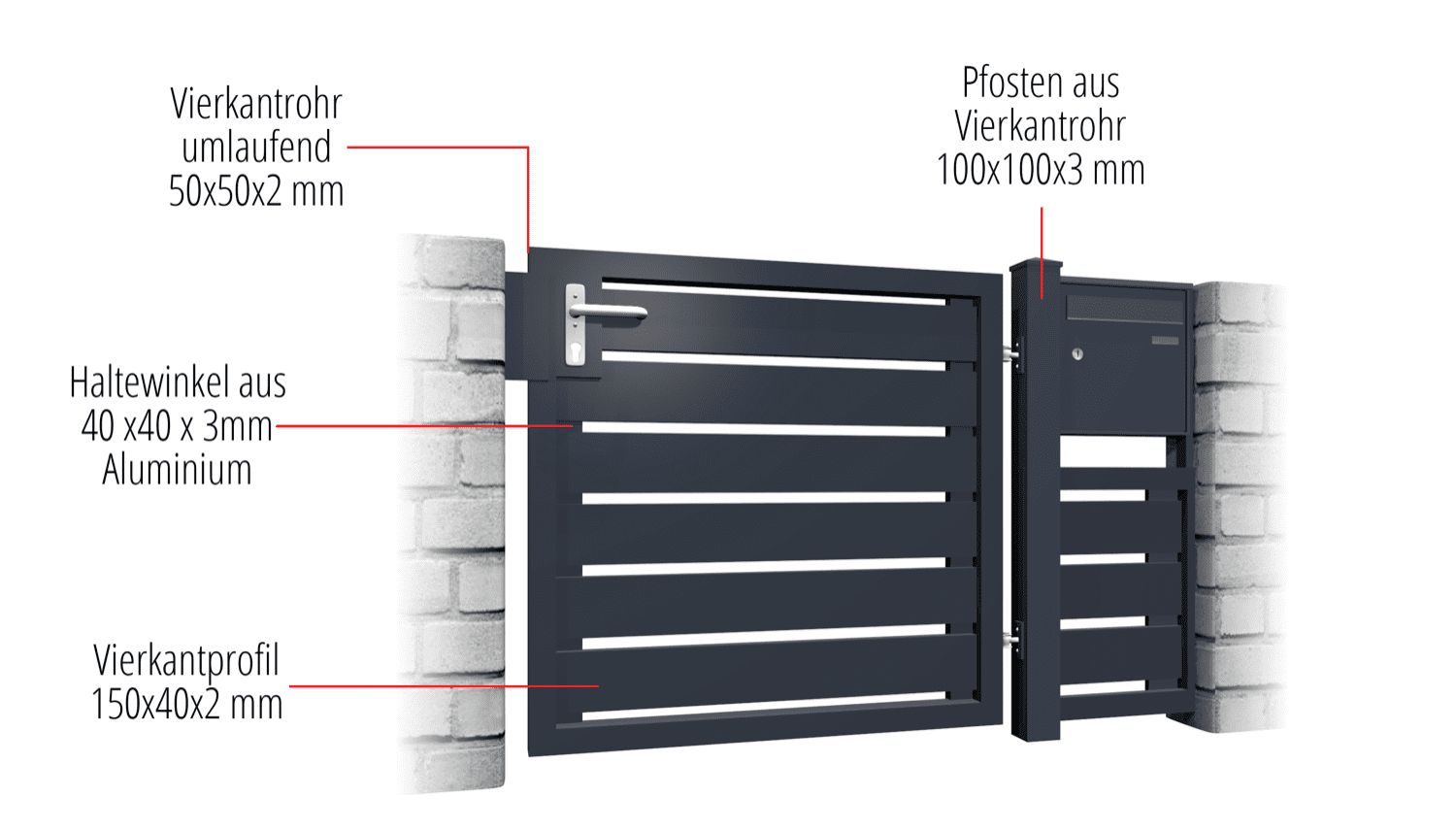 Tuindeur aluminium 1-vleugelig privacyscherm, GE, BK