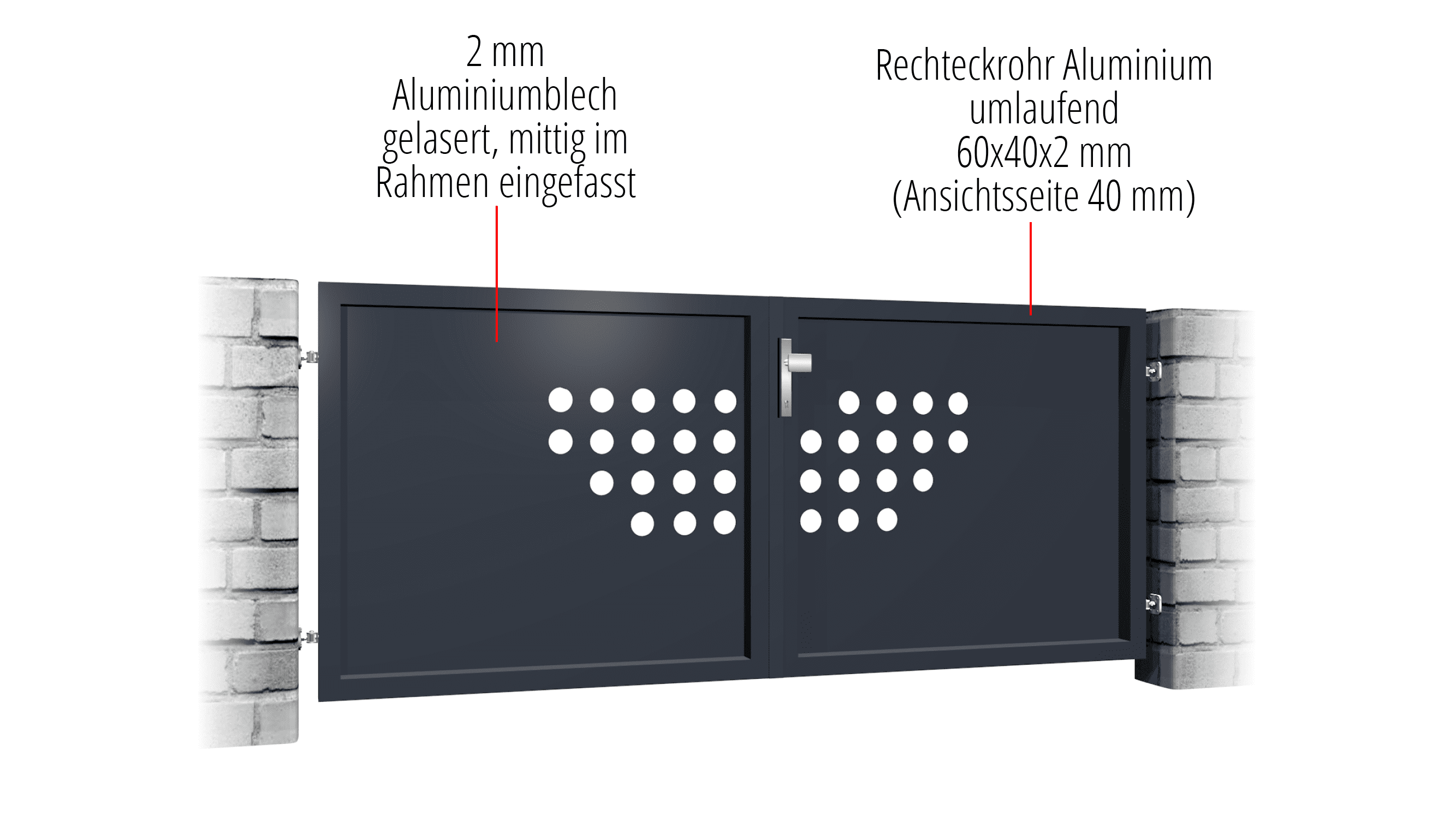 Tuinpoort aluminium 2-vleugelig privacyscherm RLH, GE