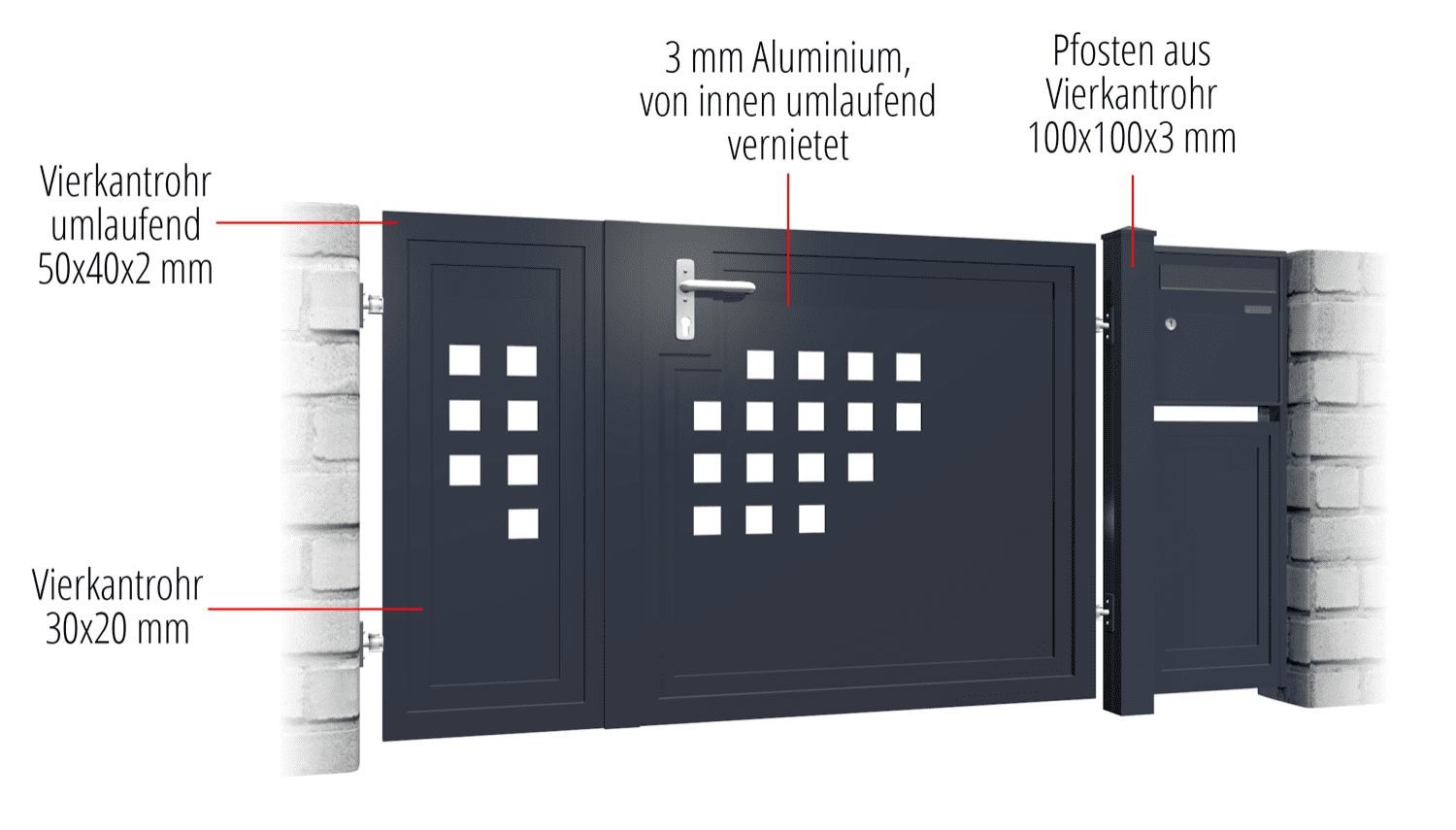 Tuindeur aluminium 2-vleugelig privacyscherm QLH, GE, BK