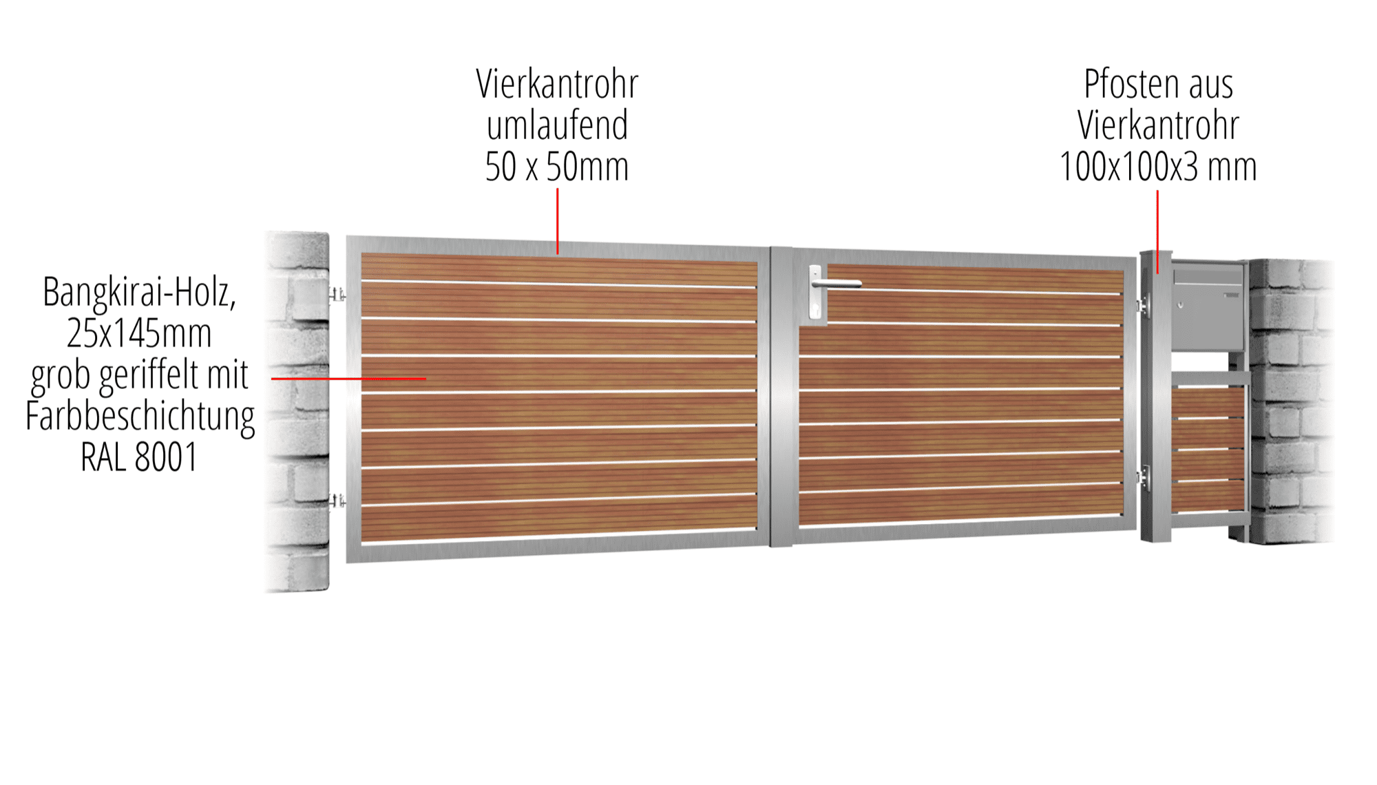 Tuinpoort roestvrij staal 2-vleugelig HFW, GE, BK