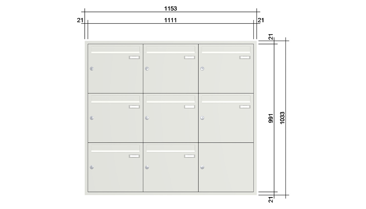 Briefkastenanlage | Unterputz | 8-fach | Senkrecht | Farbe