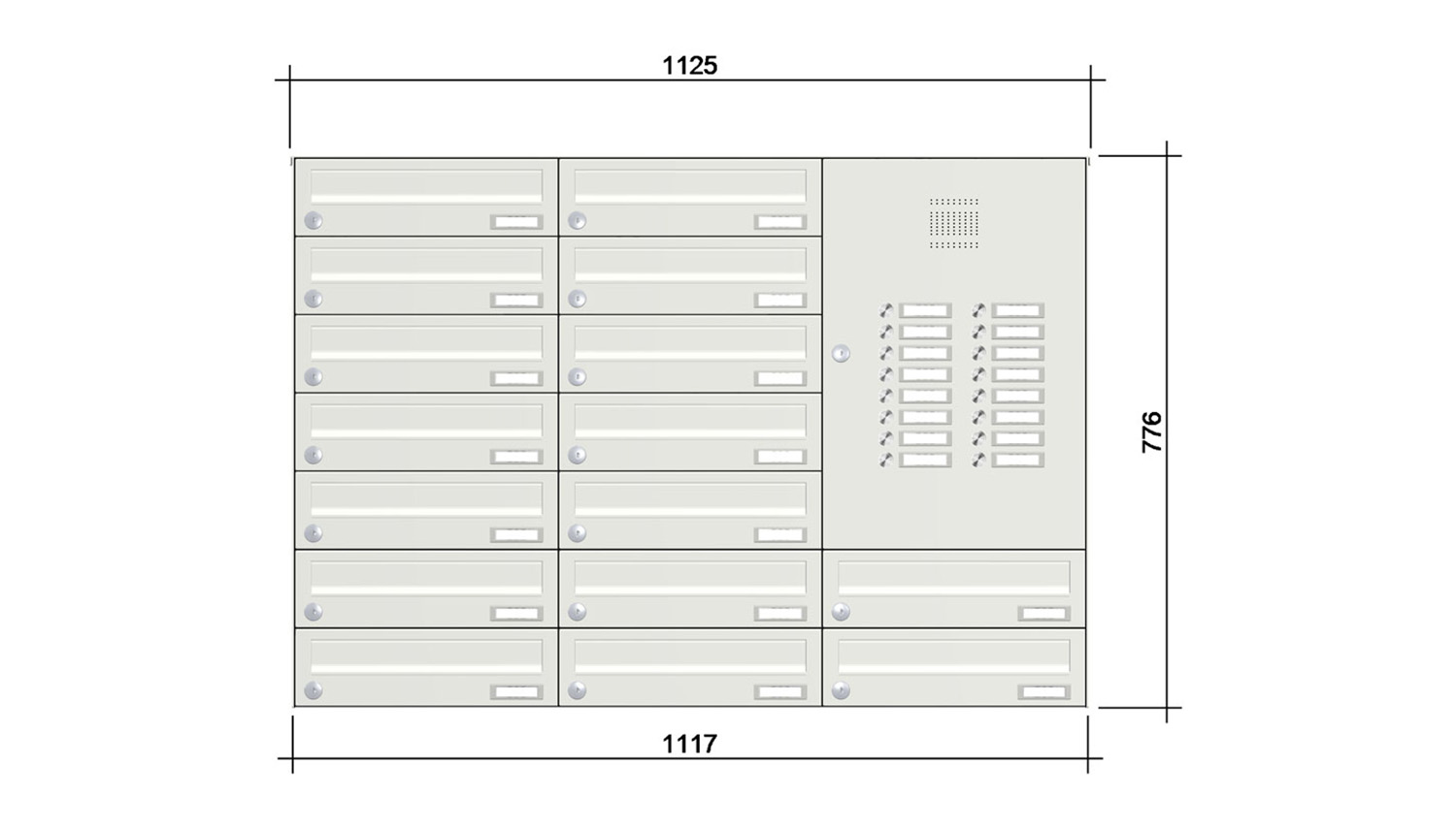 Briefkastenanlage | Aufputz | 16-fach | Waagerecht | Audio | Video | Farbe