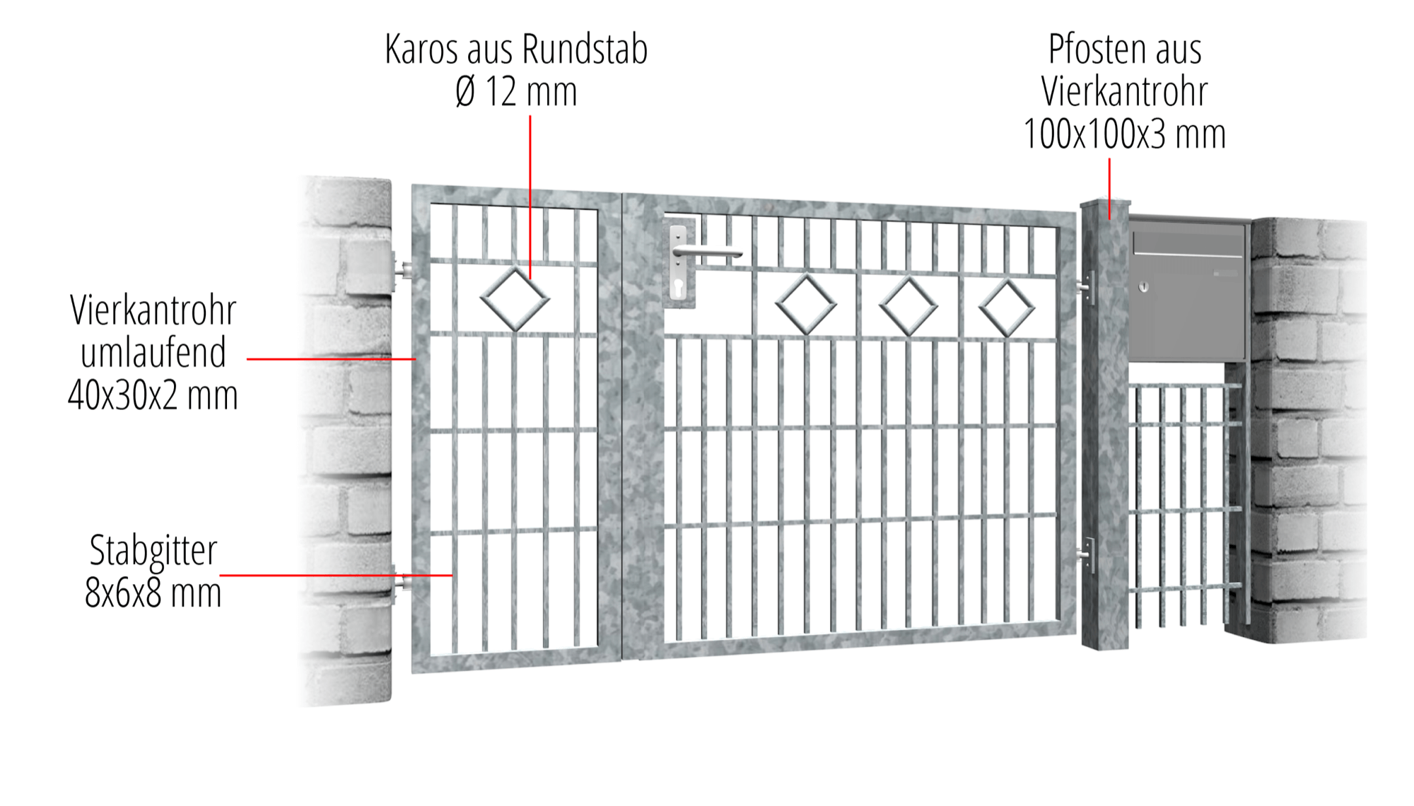 Tuindeur verzinkt 2-vleugelig KR, GE, BK