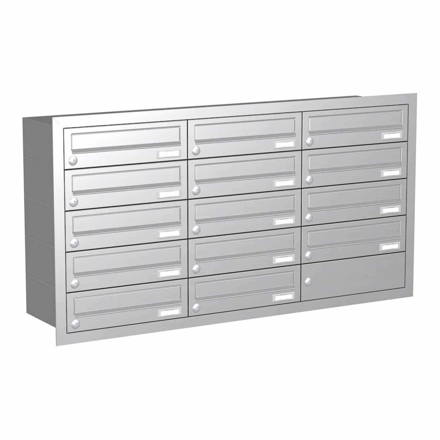 Briefkastenanlage | Unterputz | 14-fach | Waagerecht | Edelstahl