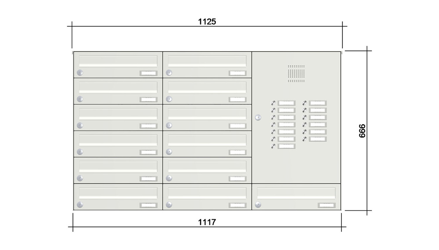 Briefkastenanlage | Aufputz | 13-fach | Waagerecht | Audio | Video | Farbe