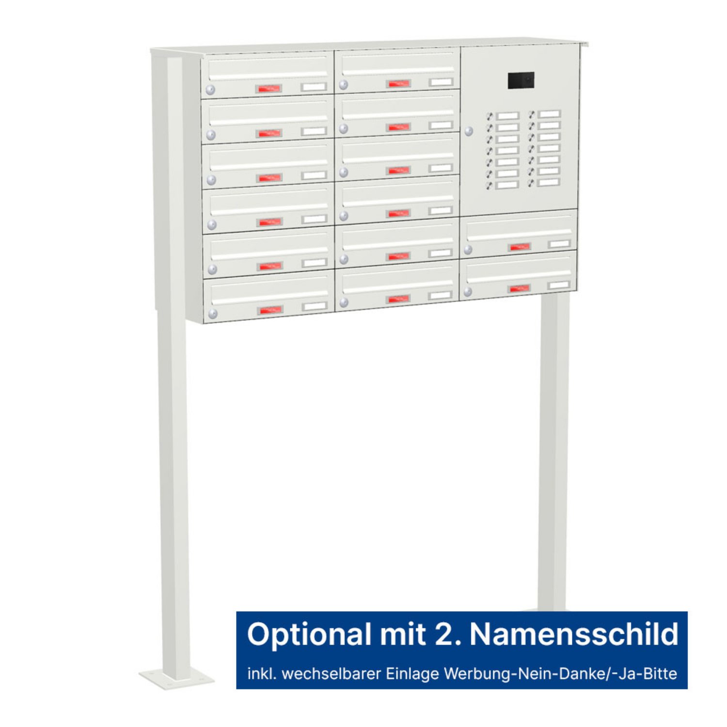 Briefkastenanlage | Freistehend | 14-fach | Waagerecht | Audio | Video | Farbe