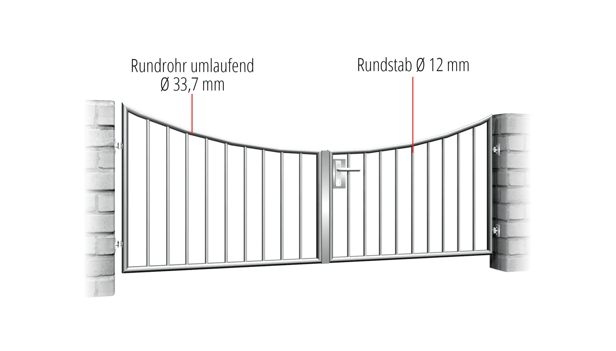 Tuinpoort roestvrij staal 2-vleugelig verticale balk 2, UB