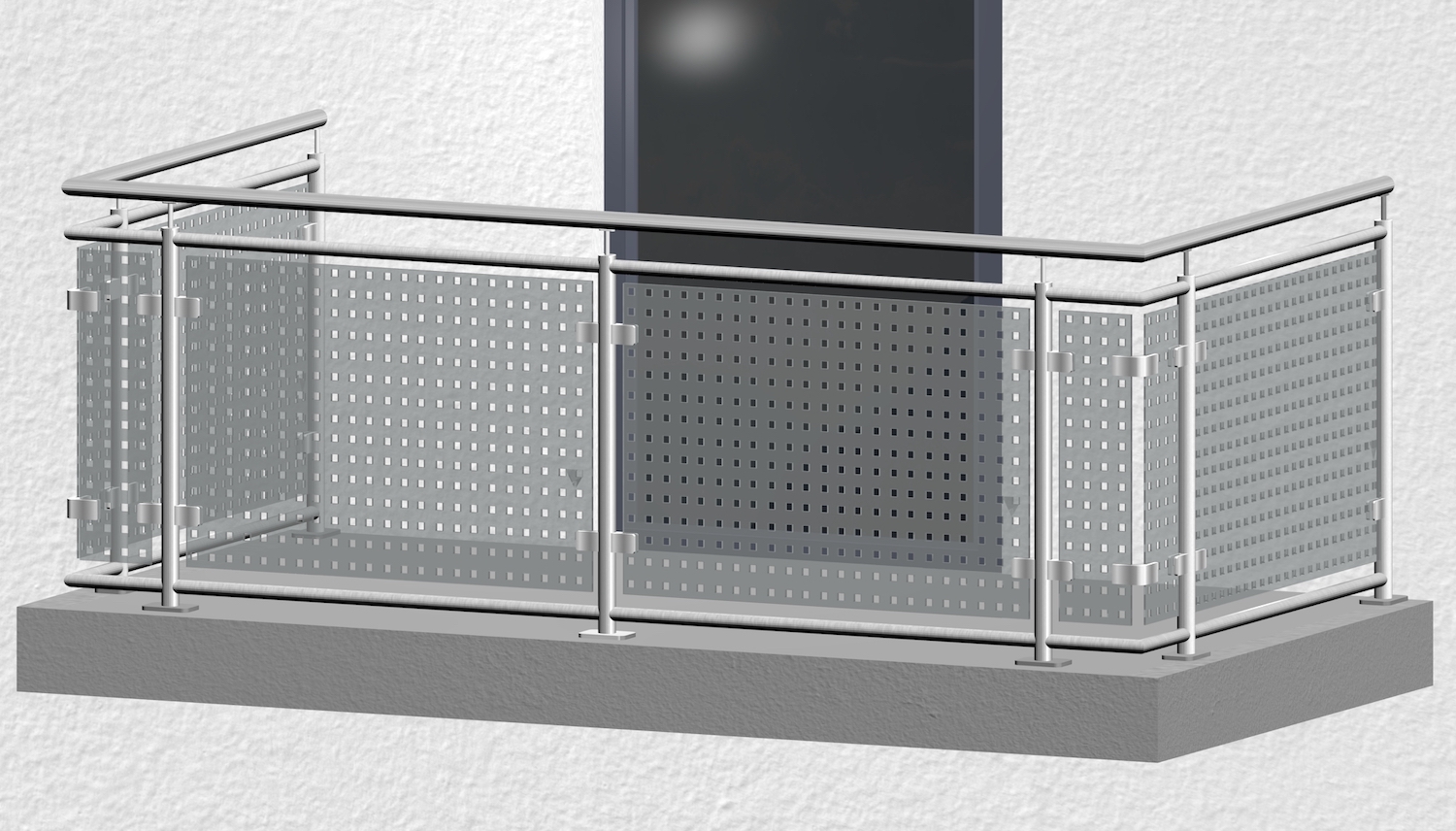 Balkonhek roestvrij staal ontwerp glas MC