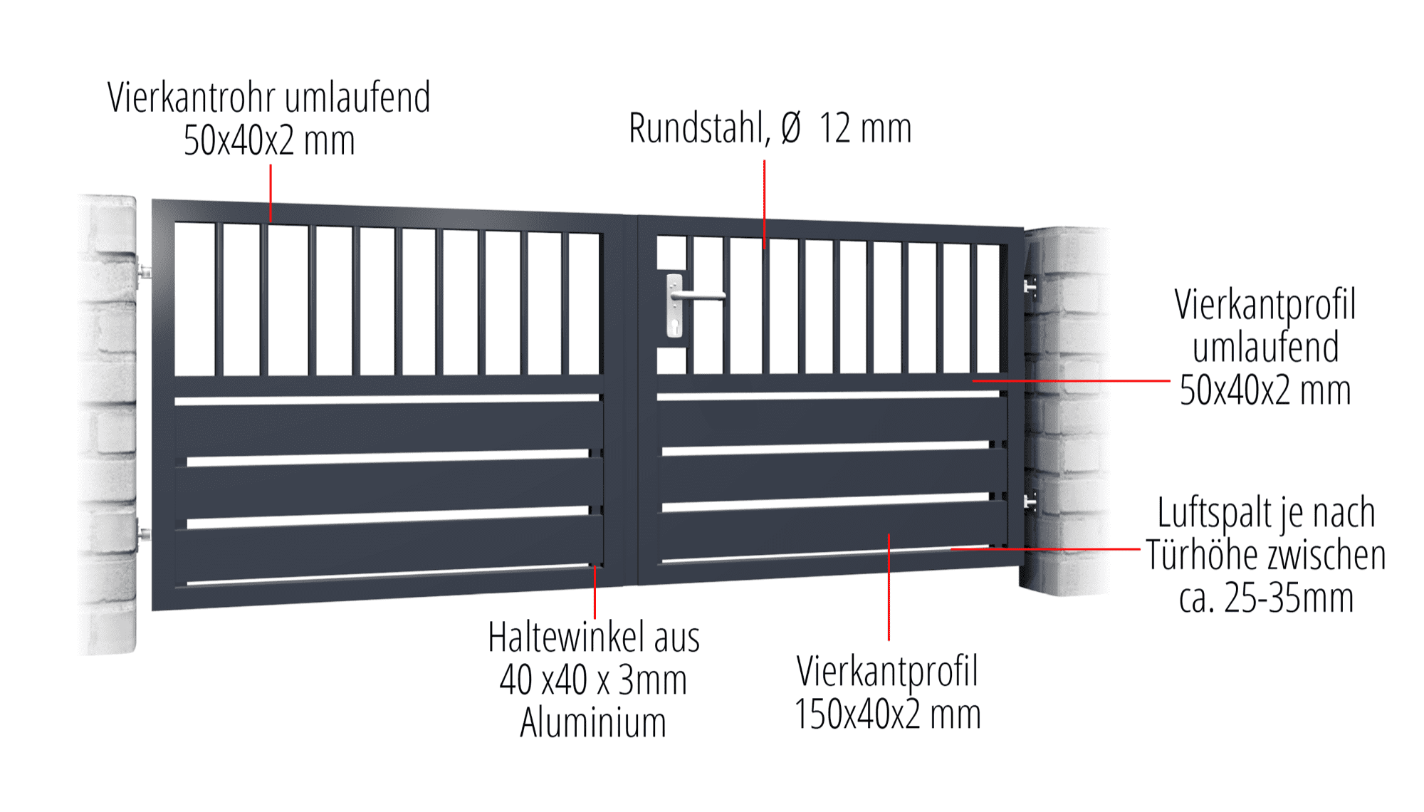 Tuinpoort aluminium 2-vleugelig privacyscherm KSV 1, GE