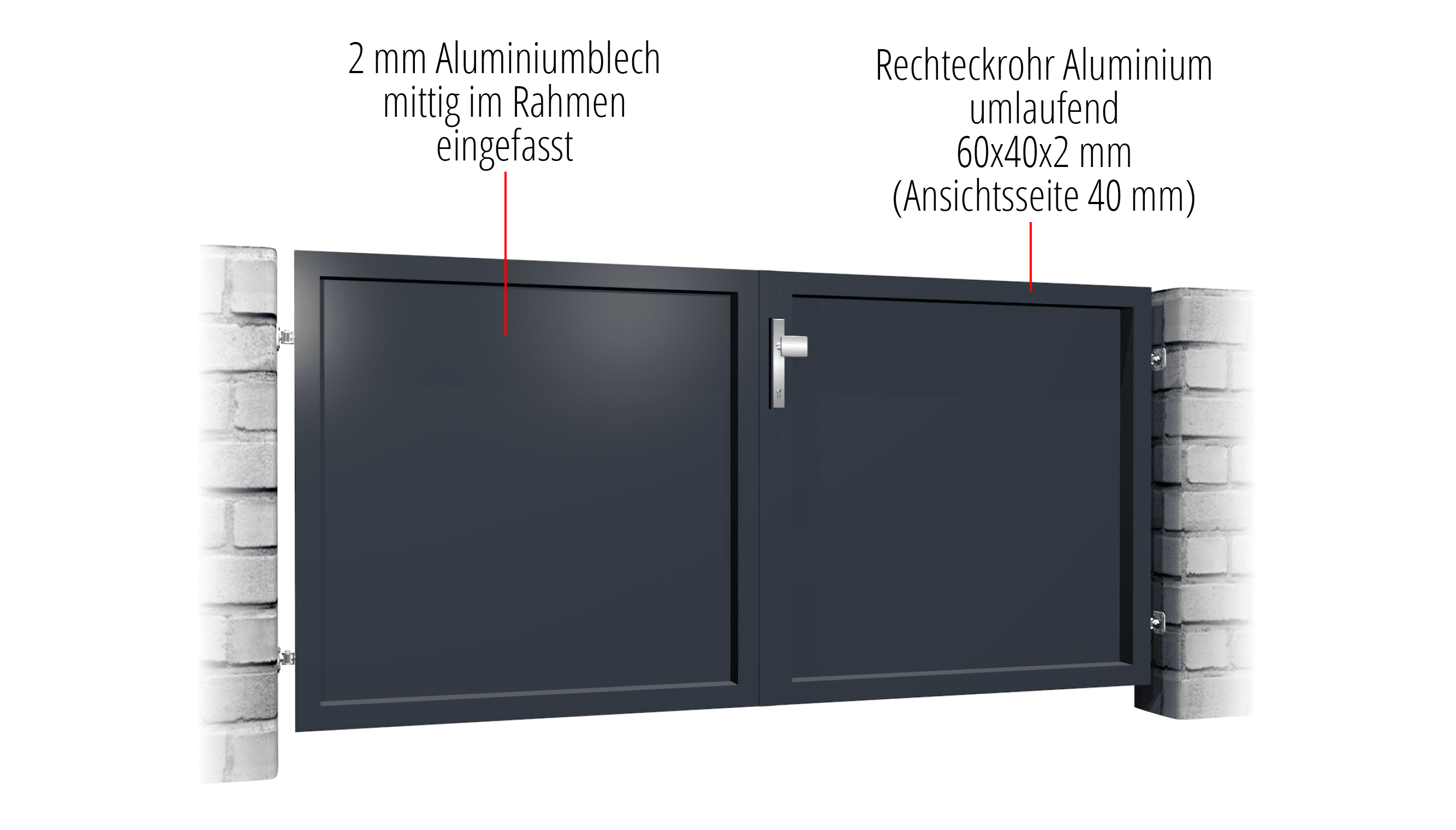 Tuinpoort aluminium 2-vleugelig privacyscherm BD, GE