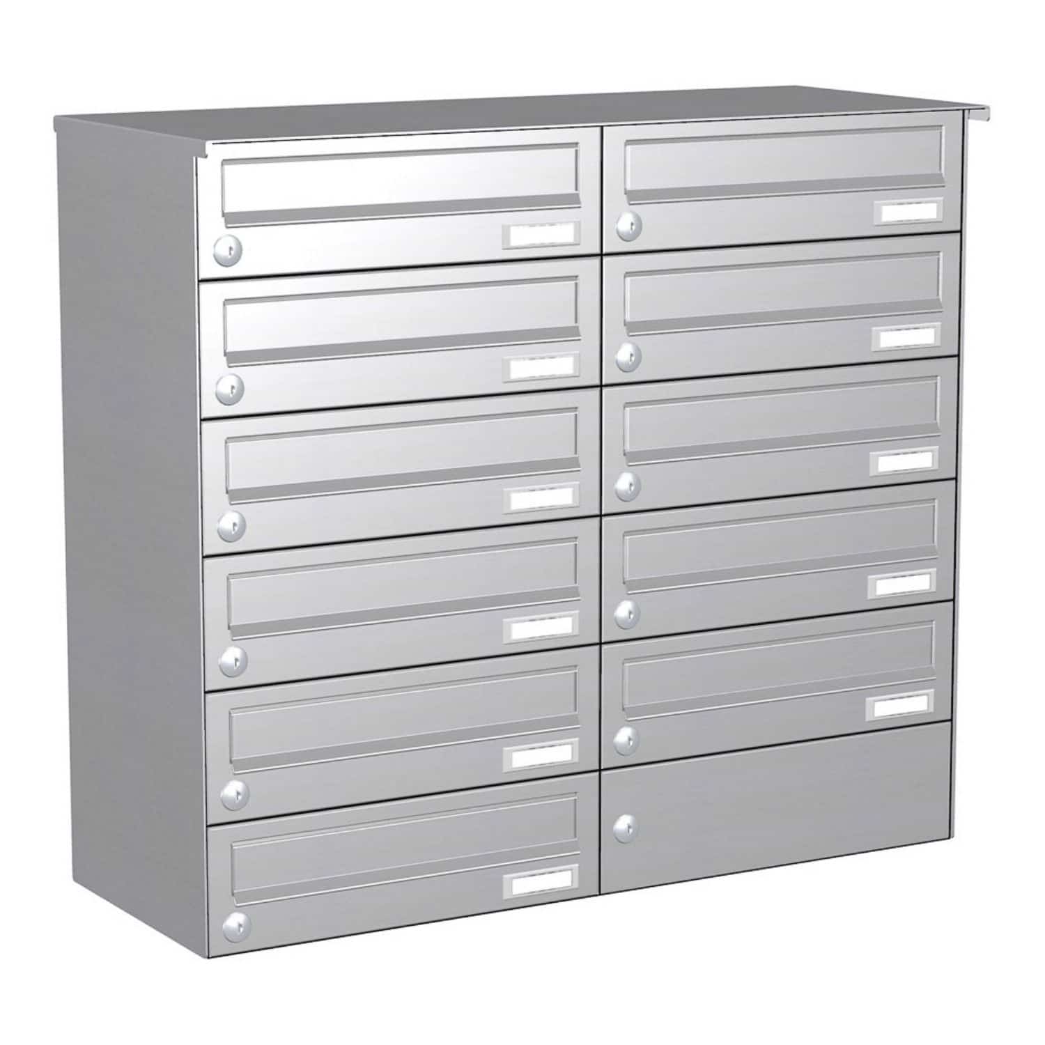 Briefkastenanlage | Aufputz | 11-fach | Waagerecht | Edelstahl