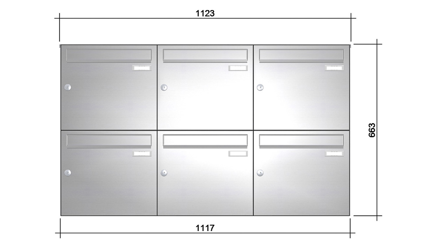 Briefkastenanlage | Aufputz | 6-fach | Senkrecht | Edelstahl