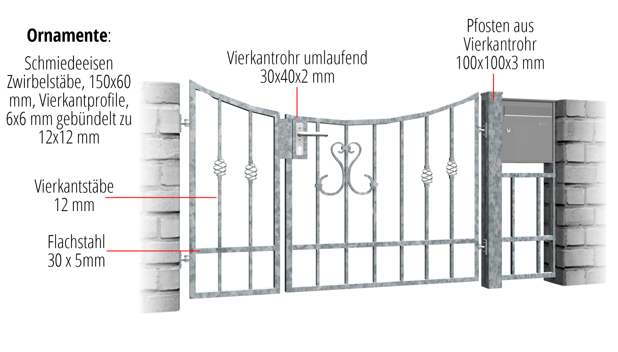 Tuindeur verzinkt 2-vleugelig, UB, BK