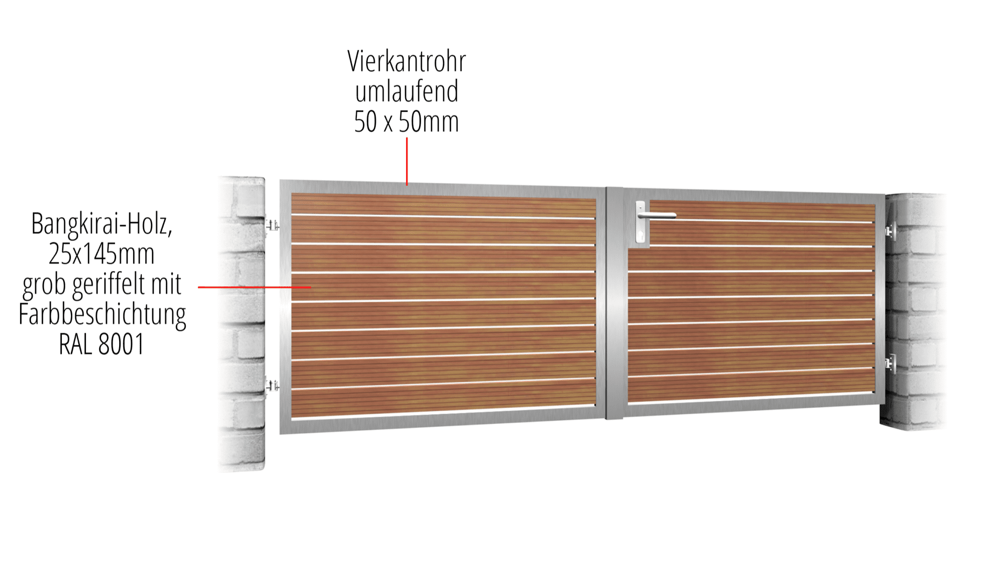 Tuinpoort roestvrij staal 2-vleugelig HFW, GE