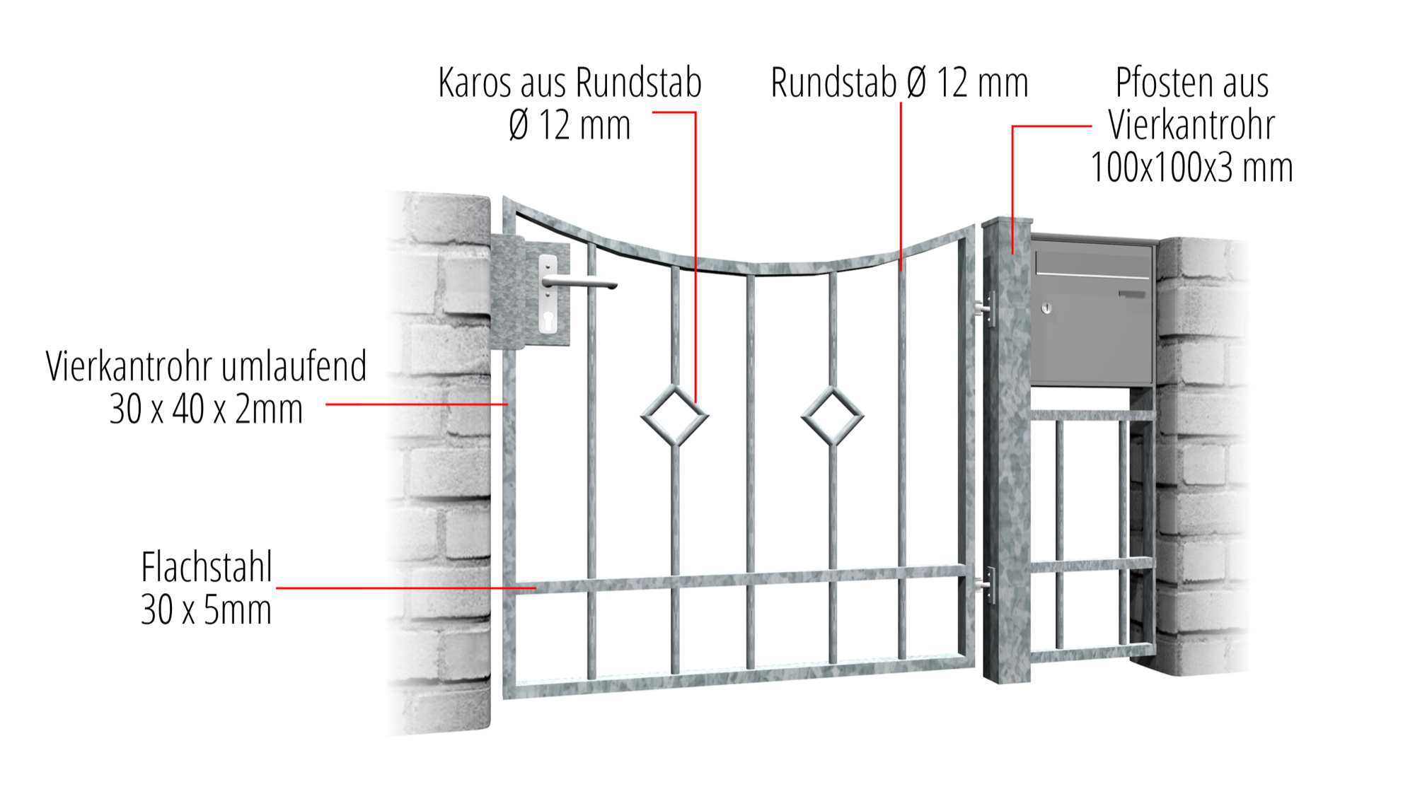 Tuindeur verzinkt 1-vleugelig Bar, UB, BK