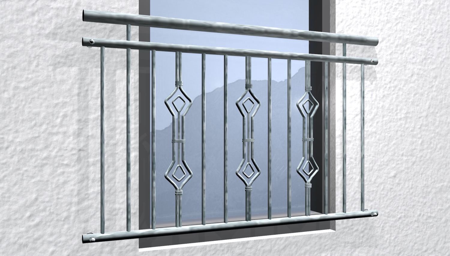 Frans balkon verzinkt zandloper driedubbel ornament 