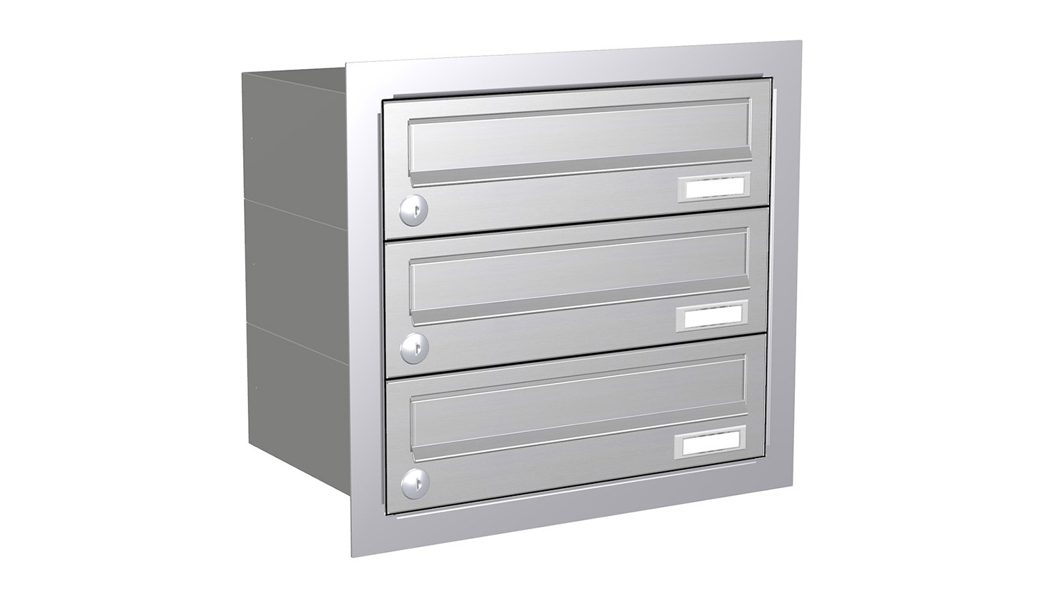 Briefkastenanlage | Unterputz | 3-fach | Waagerecht | Edelstahl