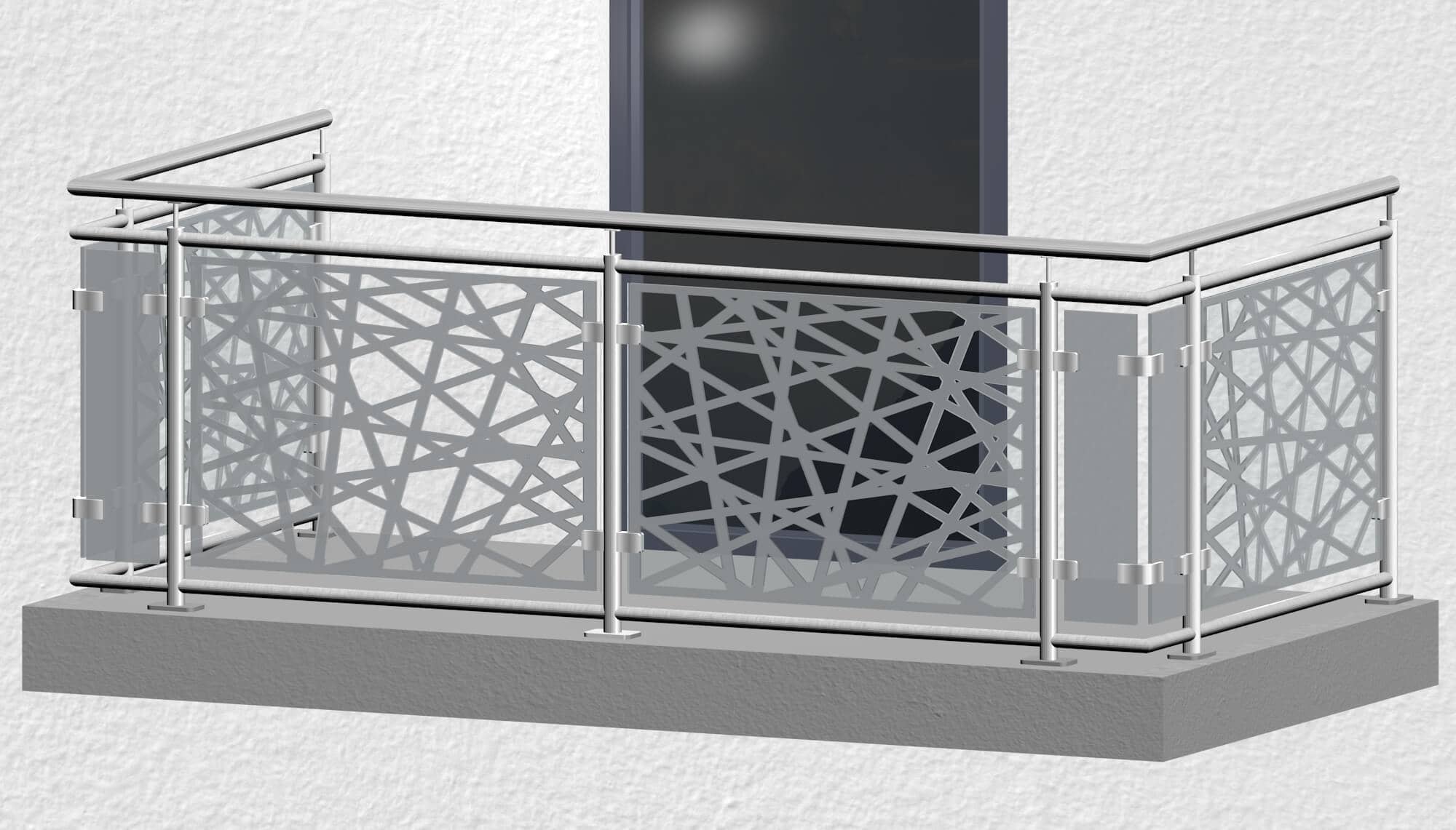 Balkonhek roestvrij staal ontwerp glas AB 1
