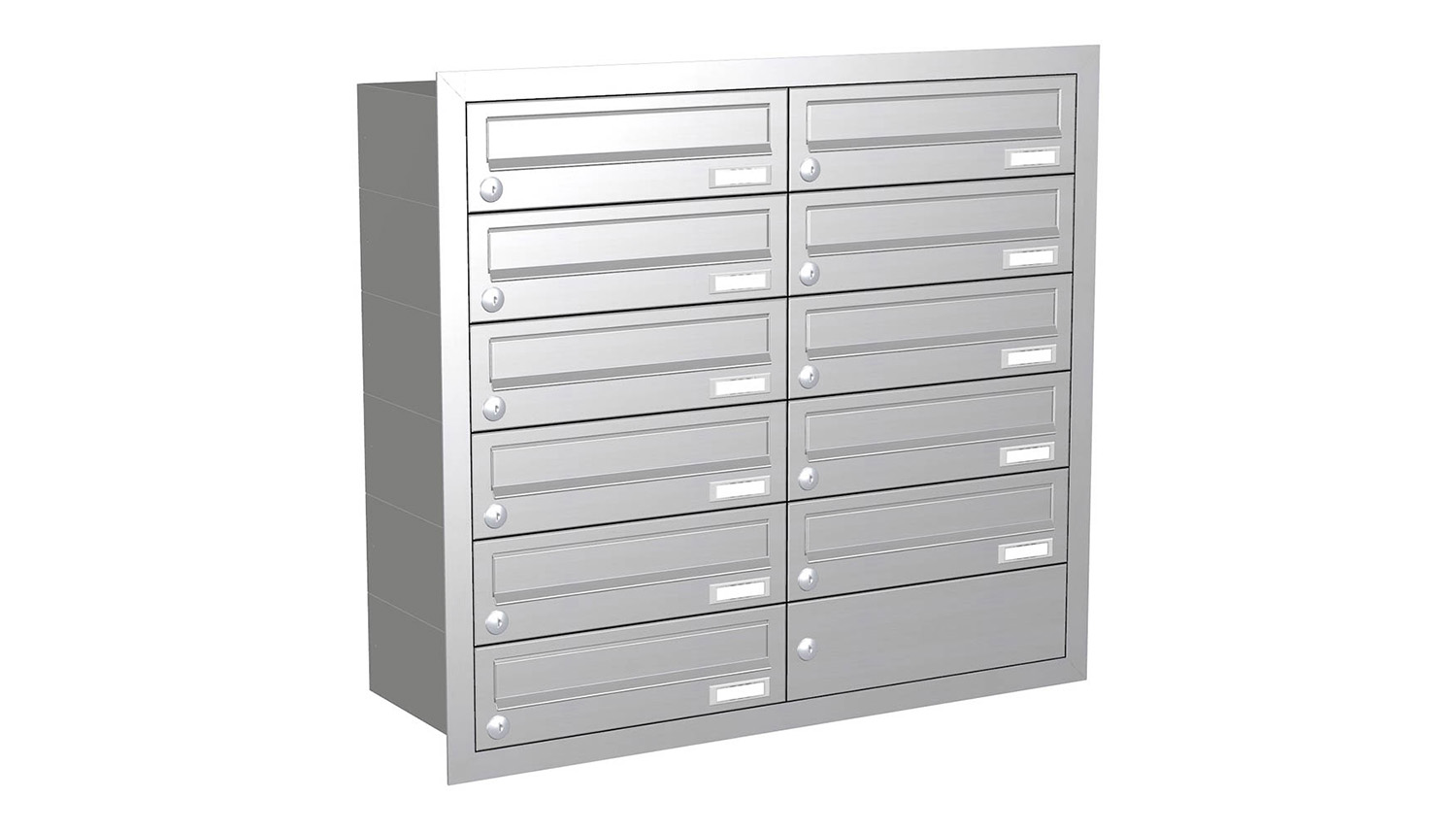 Briefkastenanlage | Unterputz | 11-fach | Waagerecht | Edelstahl