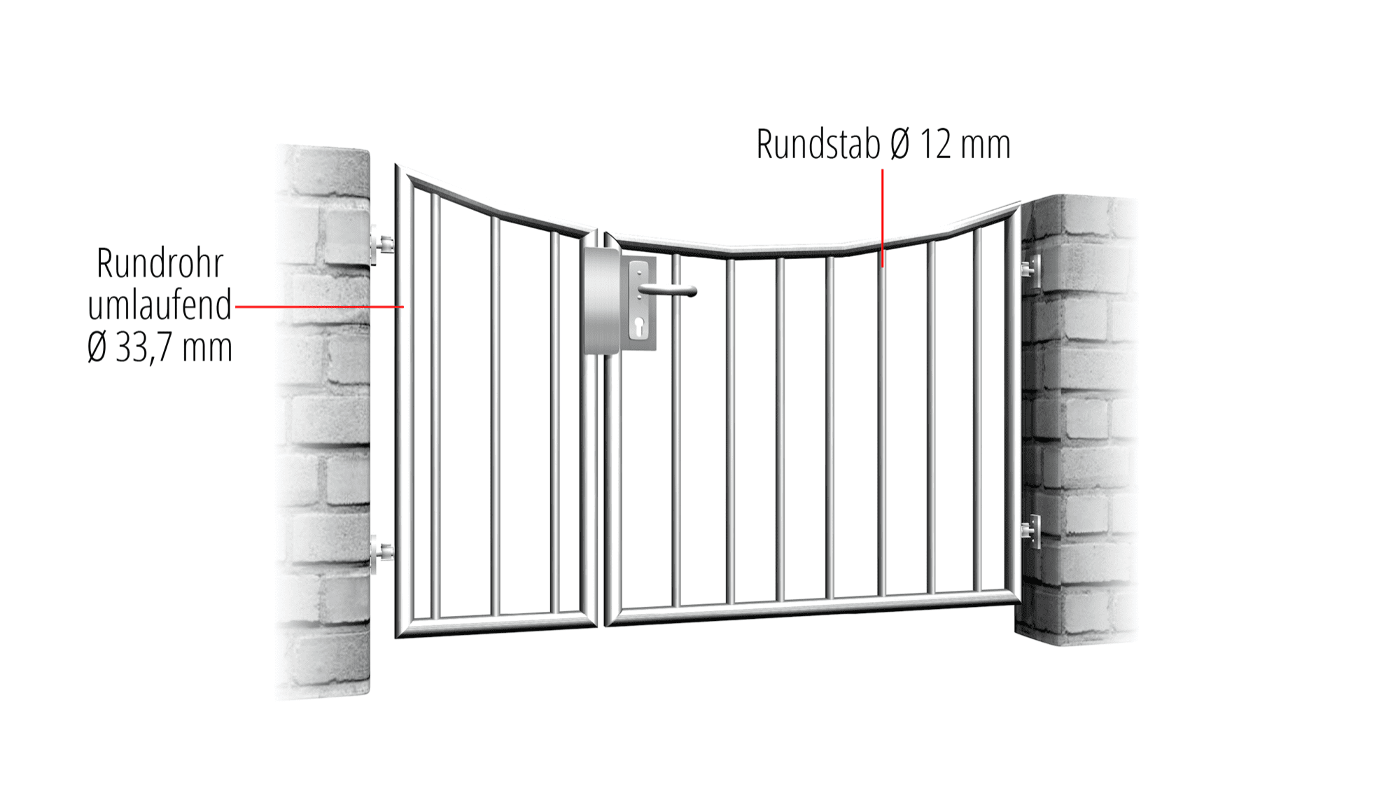 Tuindeur roestvrij staal 2-vleugelig verticale balk 2, UB