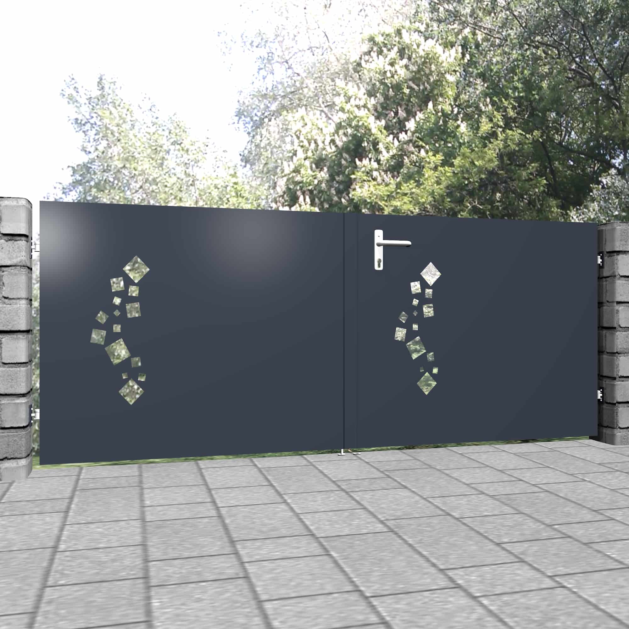 Tuinpoort aluminium 2-vleugelig privacyscherm QE, GE