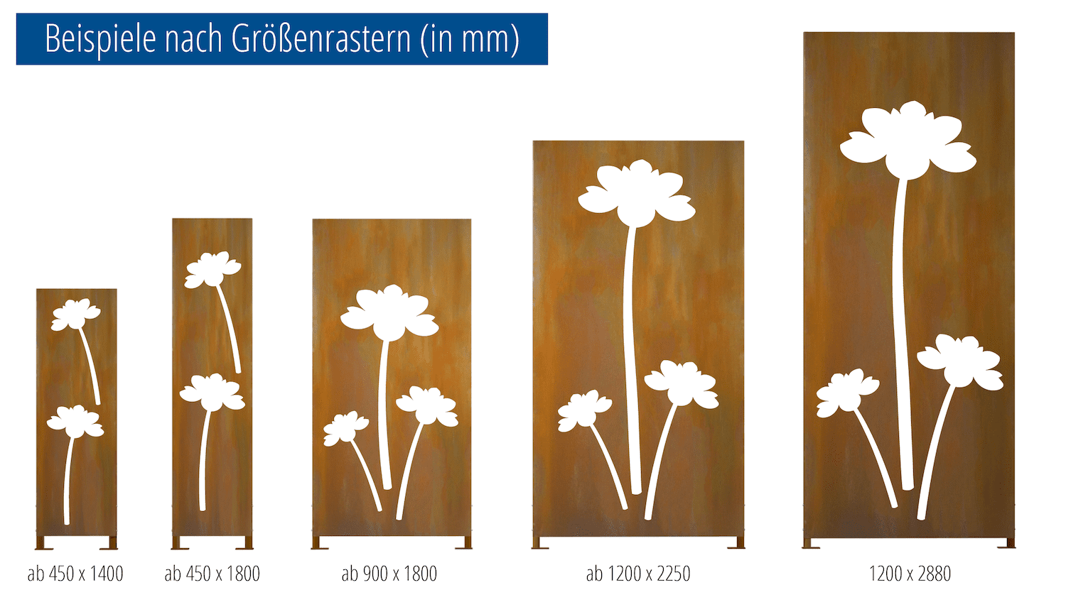 Privacyscherm cortenstaal stele Bloem 