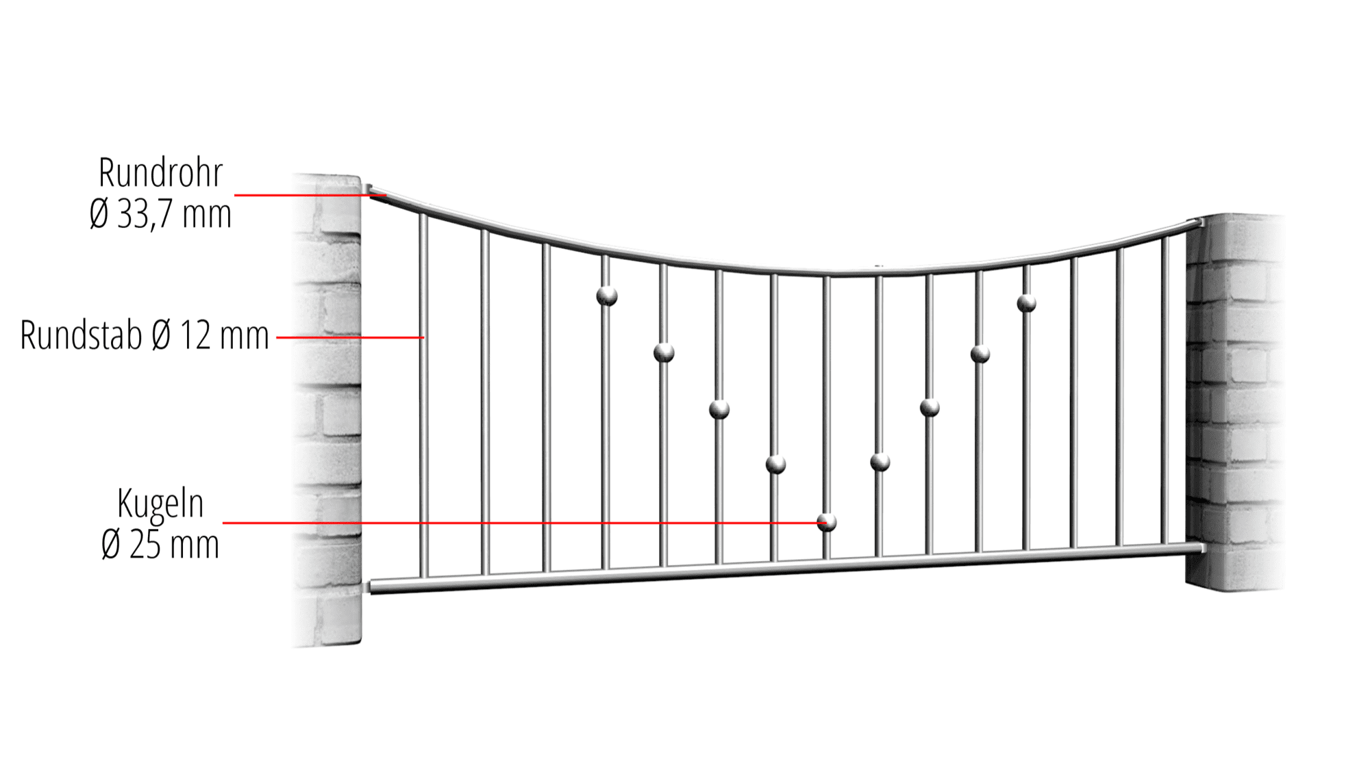 Tuinafscheiding roestvrij staal V-ballen, UB