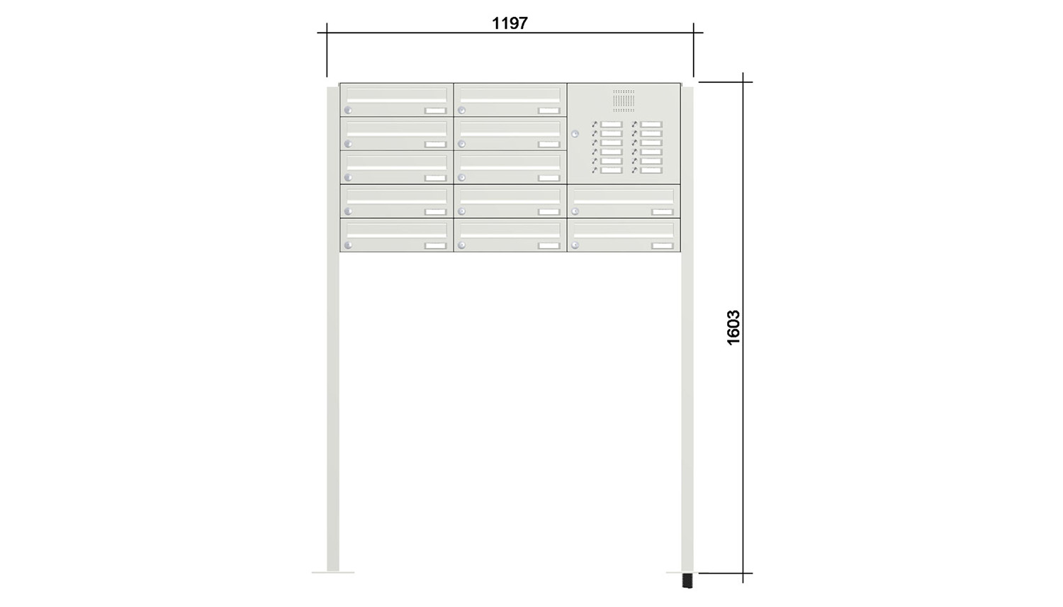 Briefkastenanlage | Freistehend | 12-fach | Waagerecht | Audio | Video | Farbe