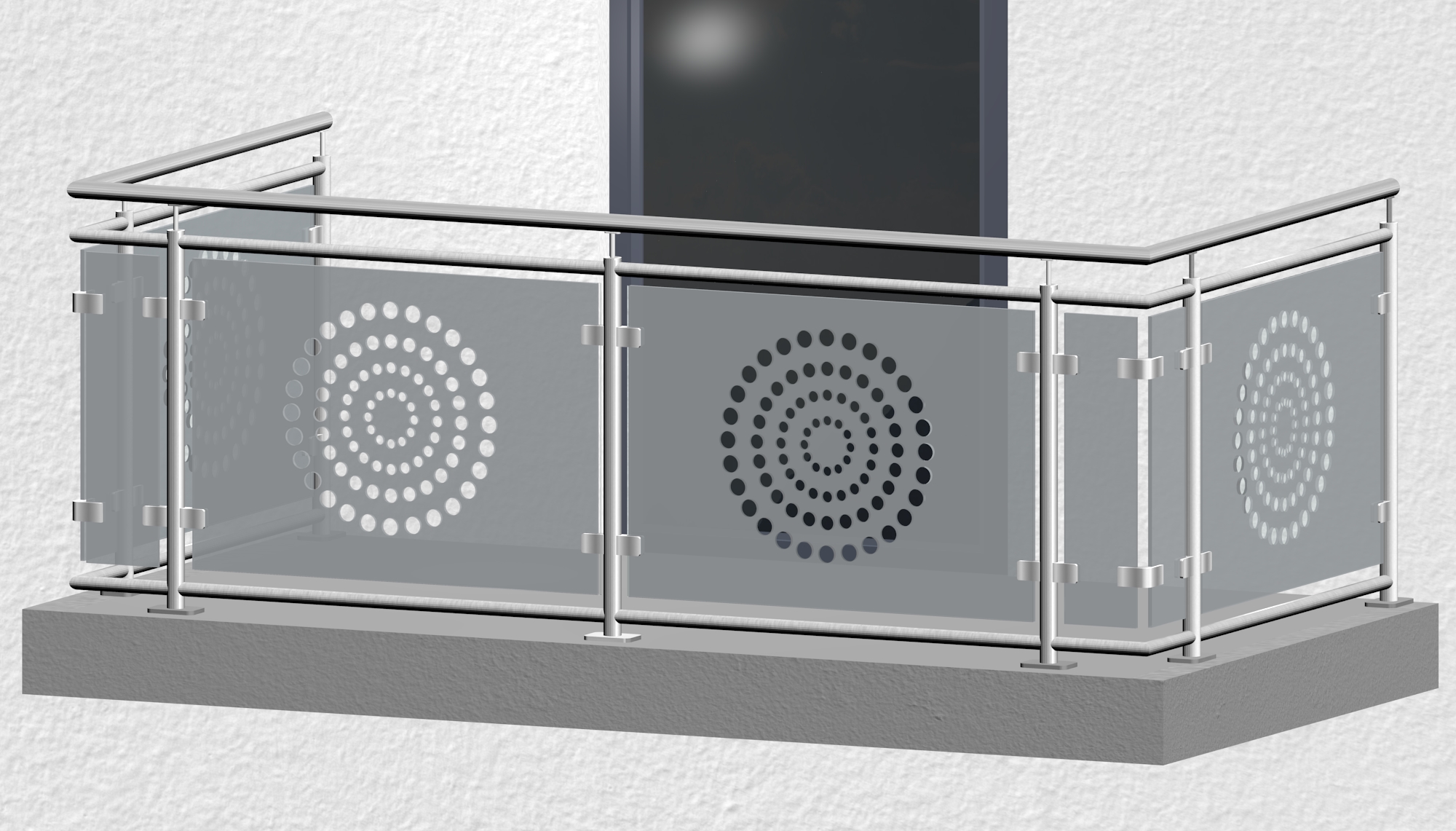 Balkonhek roestvrij staal ontwerp glas KR