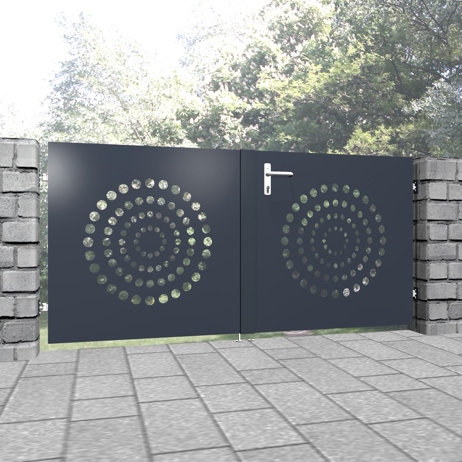 Tuinpoort aluminium 2-vleugelig laser gesneden ontwerp KR