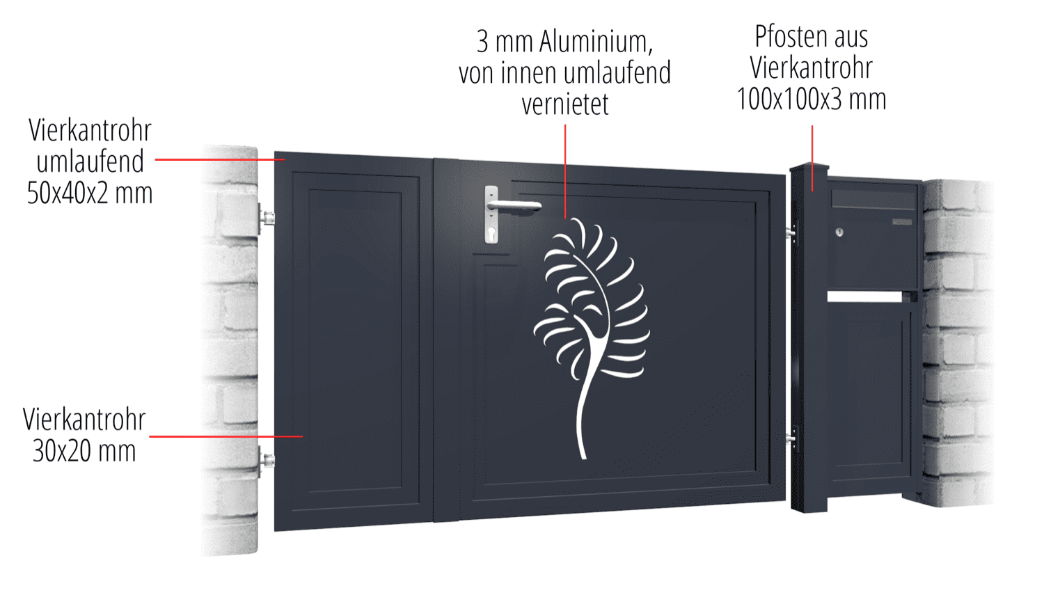 Tuindeur aluminium 2-vleugelig privacyscherm PF, GE, BK