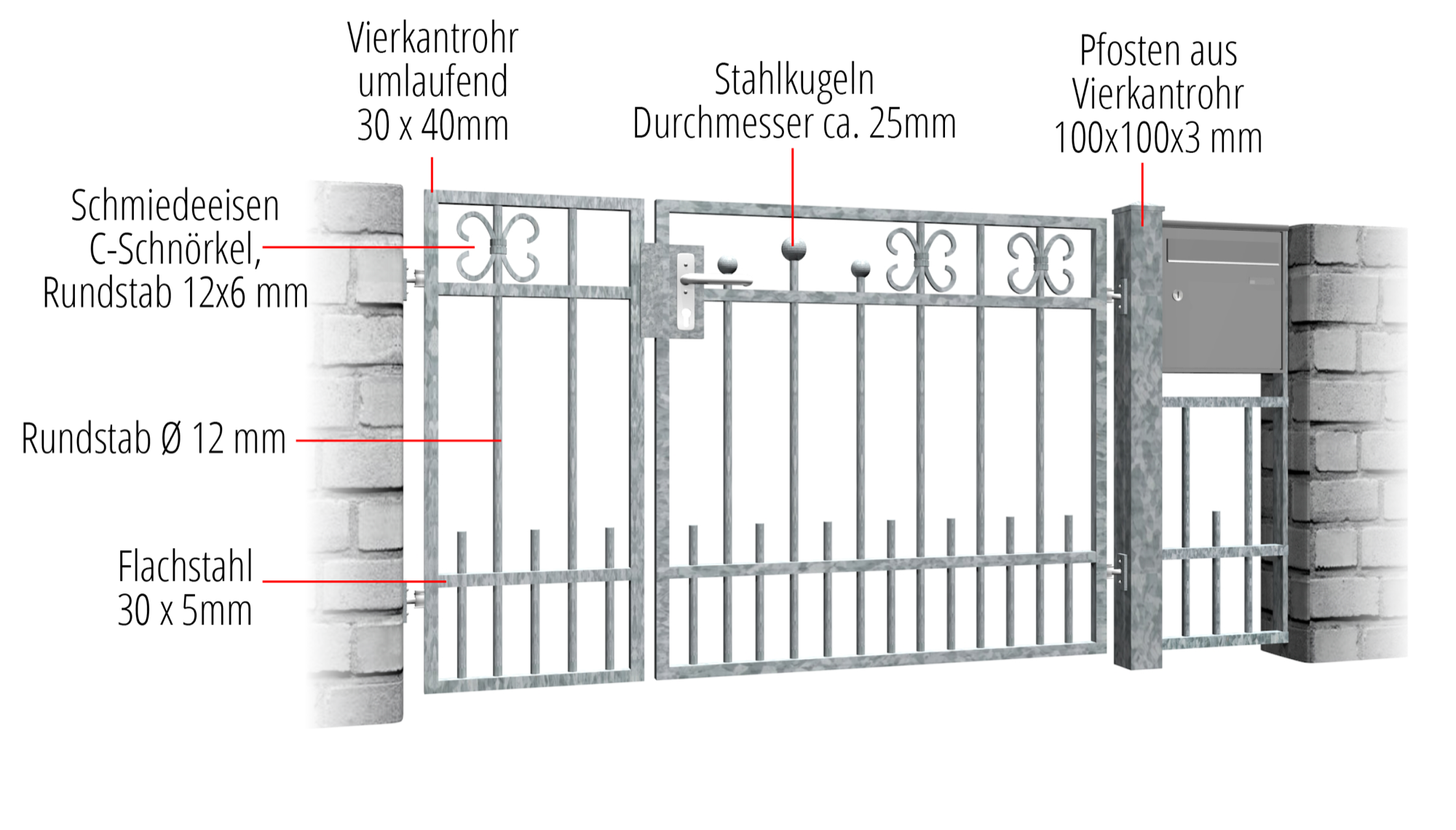 Verzinkte tuindeur 2 vleugels Berlijn, GE, BK