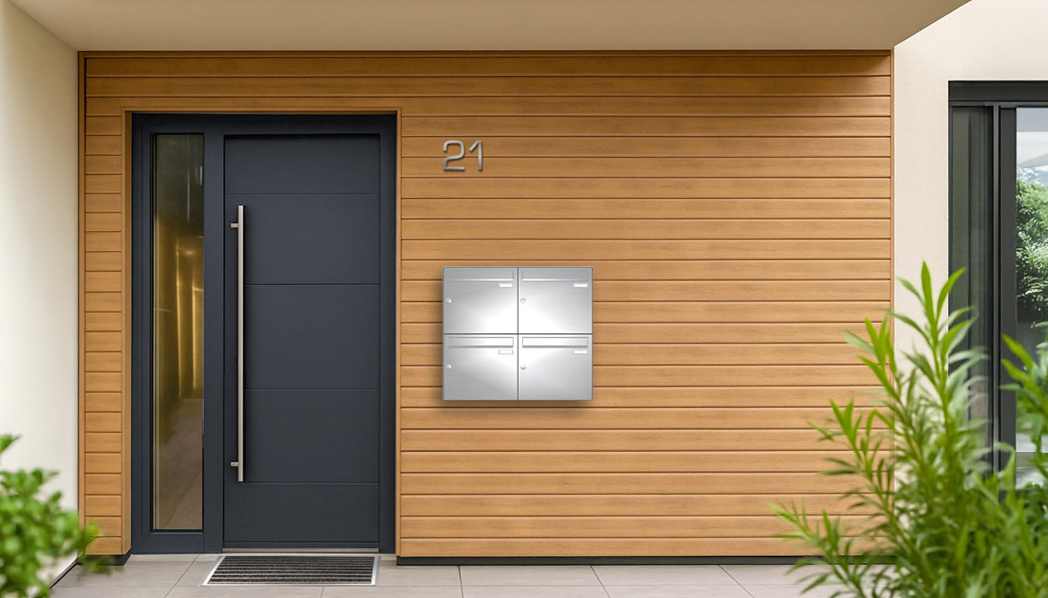 Briefkastenanlage | Aufputz | 4-fach | Senkrecht | Edelstahl