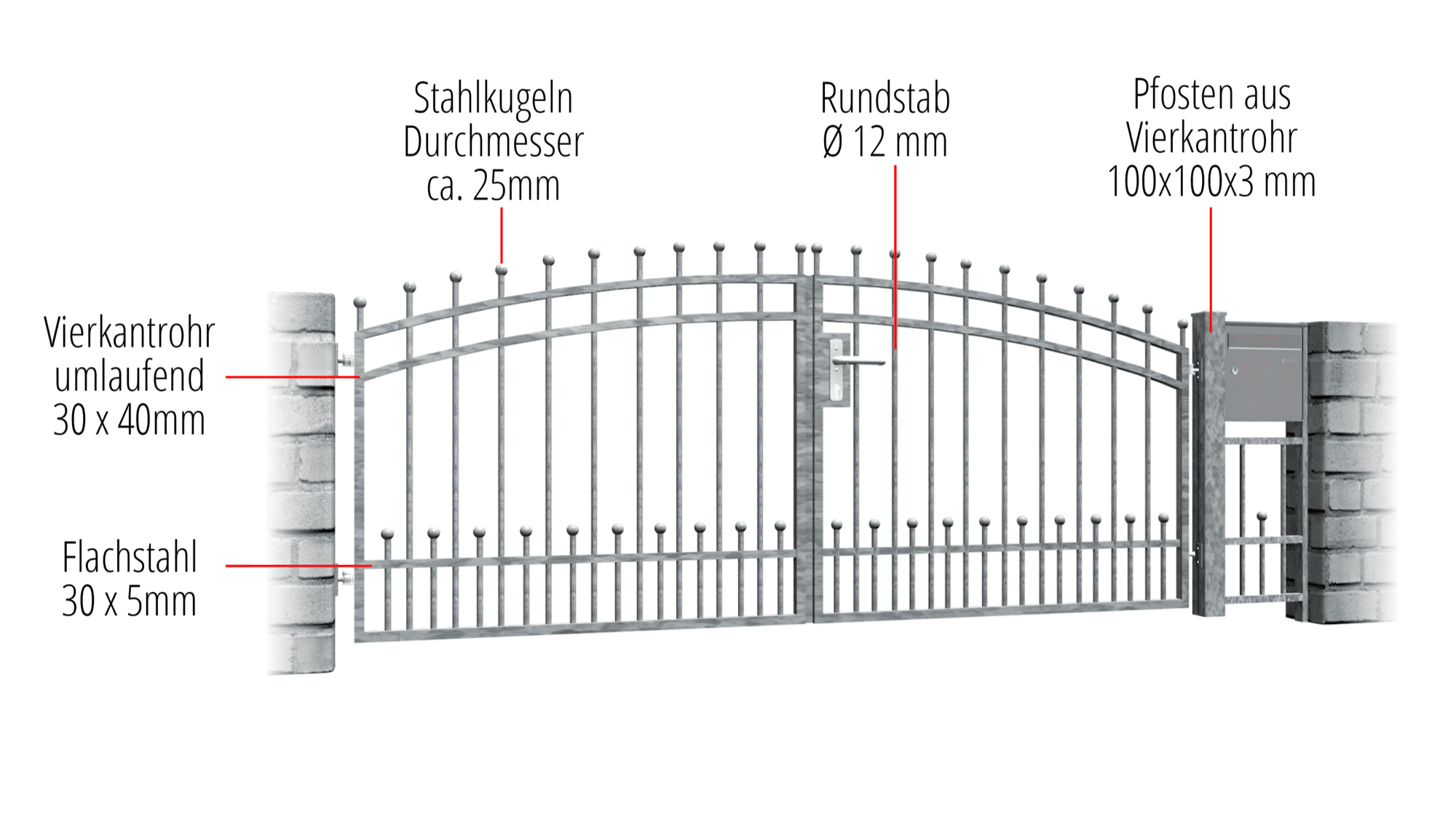 Tuinpoort verzinkt 2-vleugelig Bonn, OB, BK