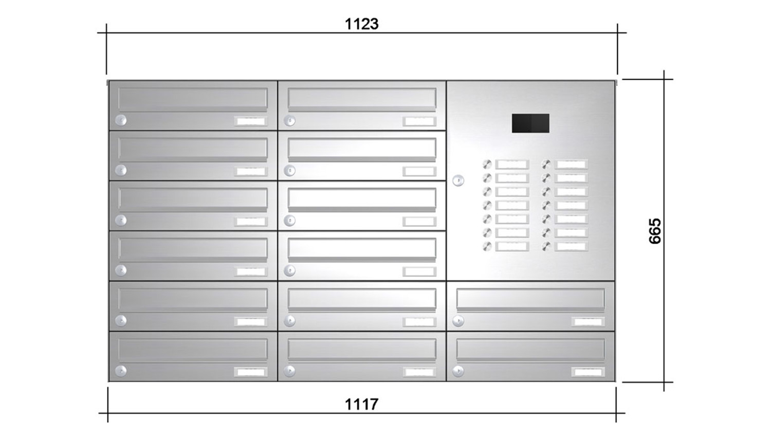 Briefkastenanlage | Aufputz | 14-fach | Waagerecht | Audio | Video | Edelstahl