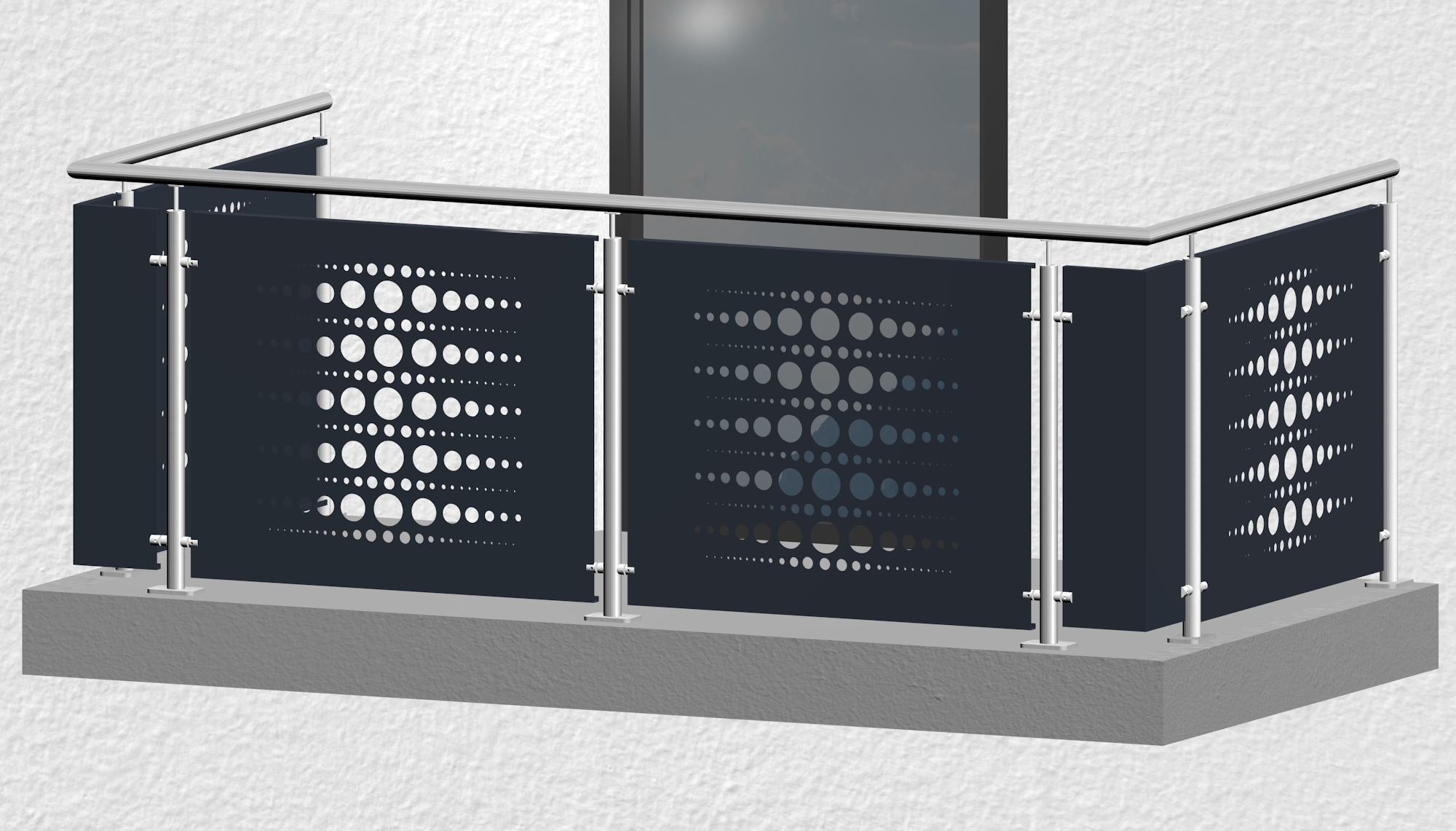 Balkonhek roestvrij staal ontwerp PE 2