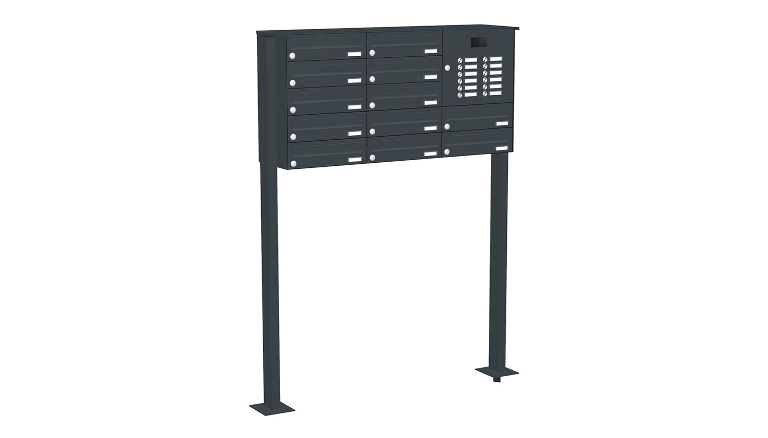 Briefkastenanlage | Freistehend | 12-fach | Waagerecht | Audio | Video | Farbe