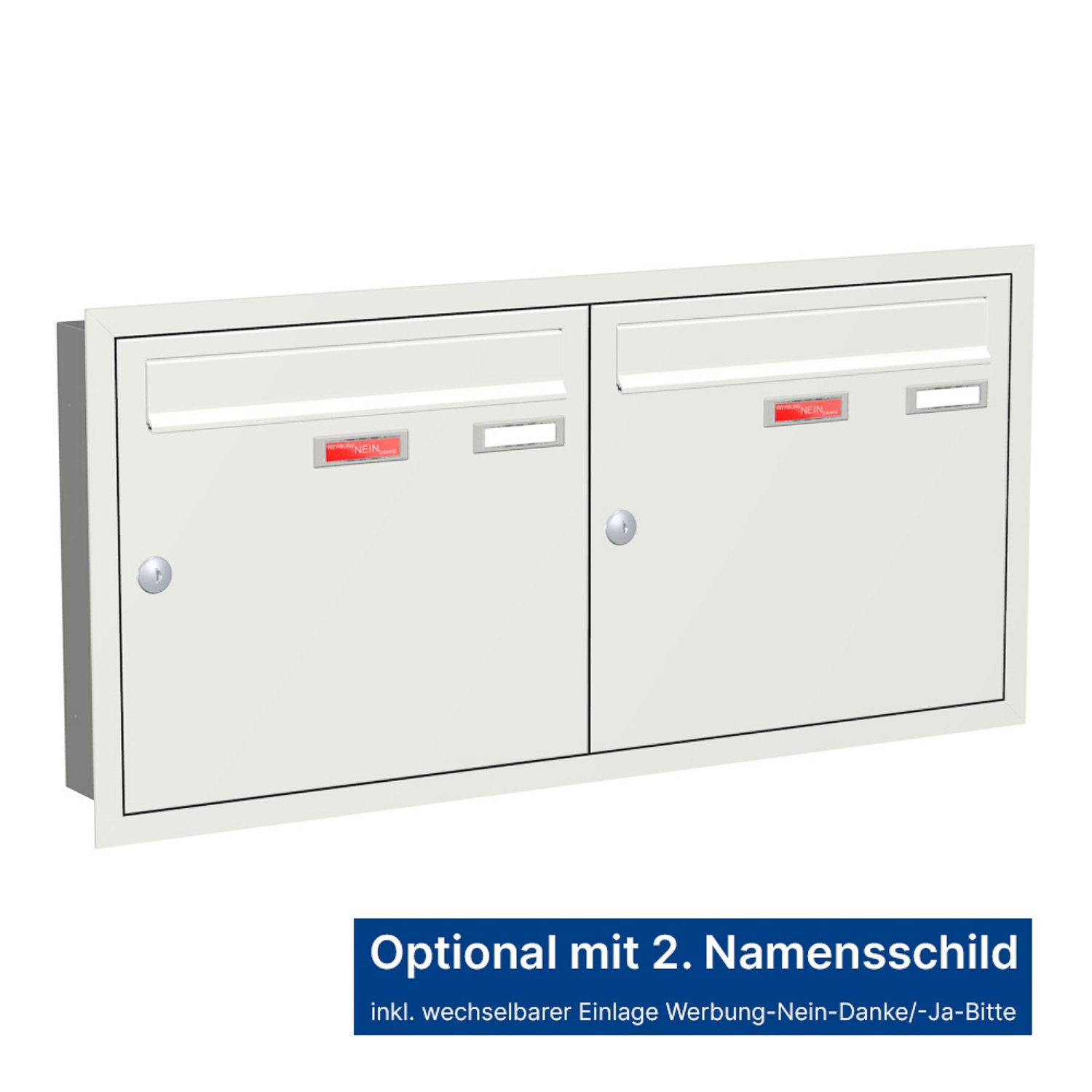 Briefkastenanlage | Unterputz | 2-fach | Senkrecht | Farbe