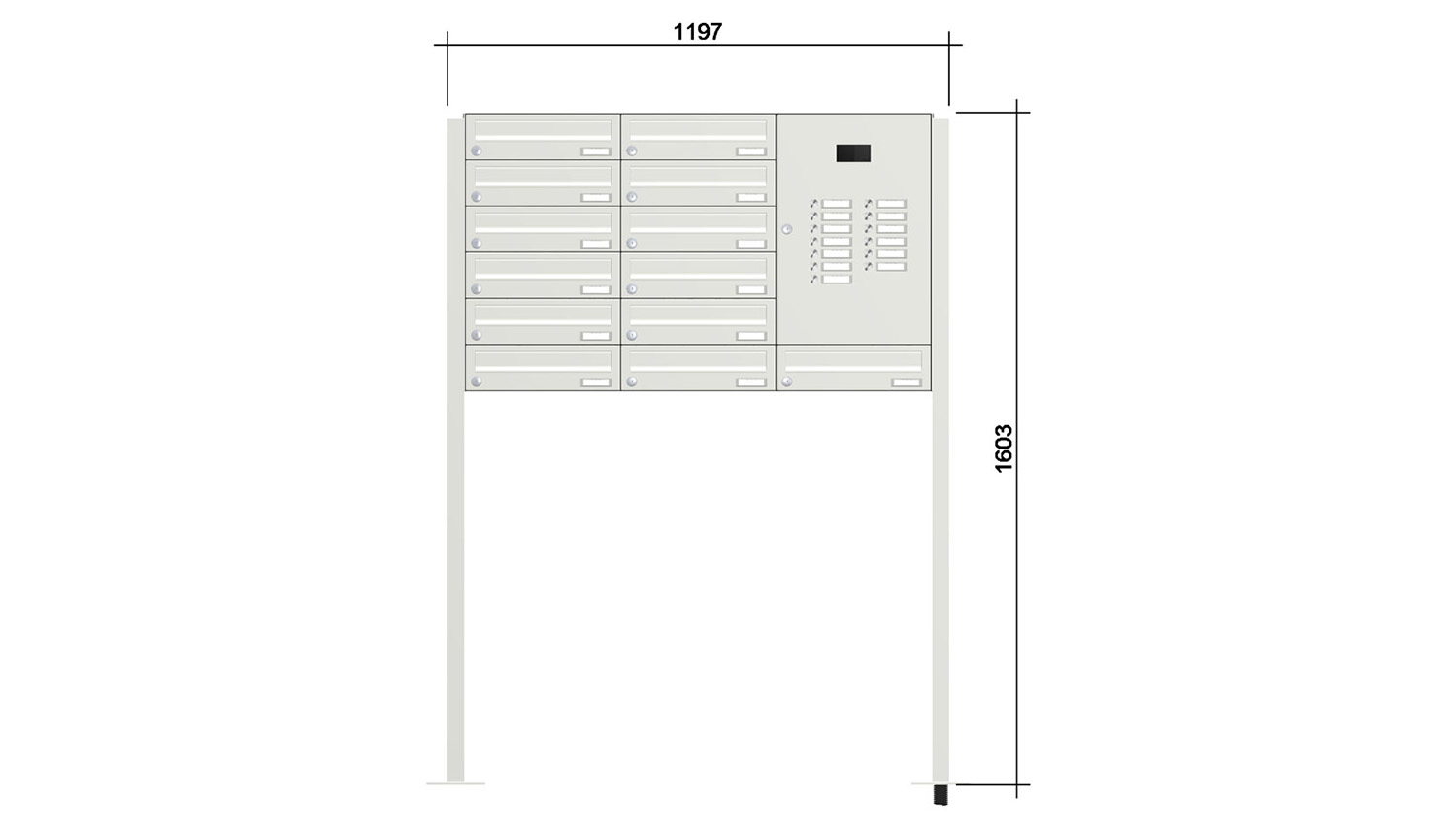 Briefkastenanlage | Freistehend | 13-fach | Waagerecht | Audio | Video | Farbe